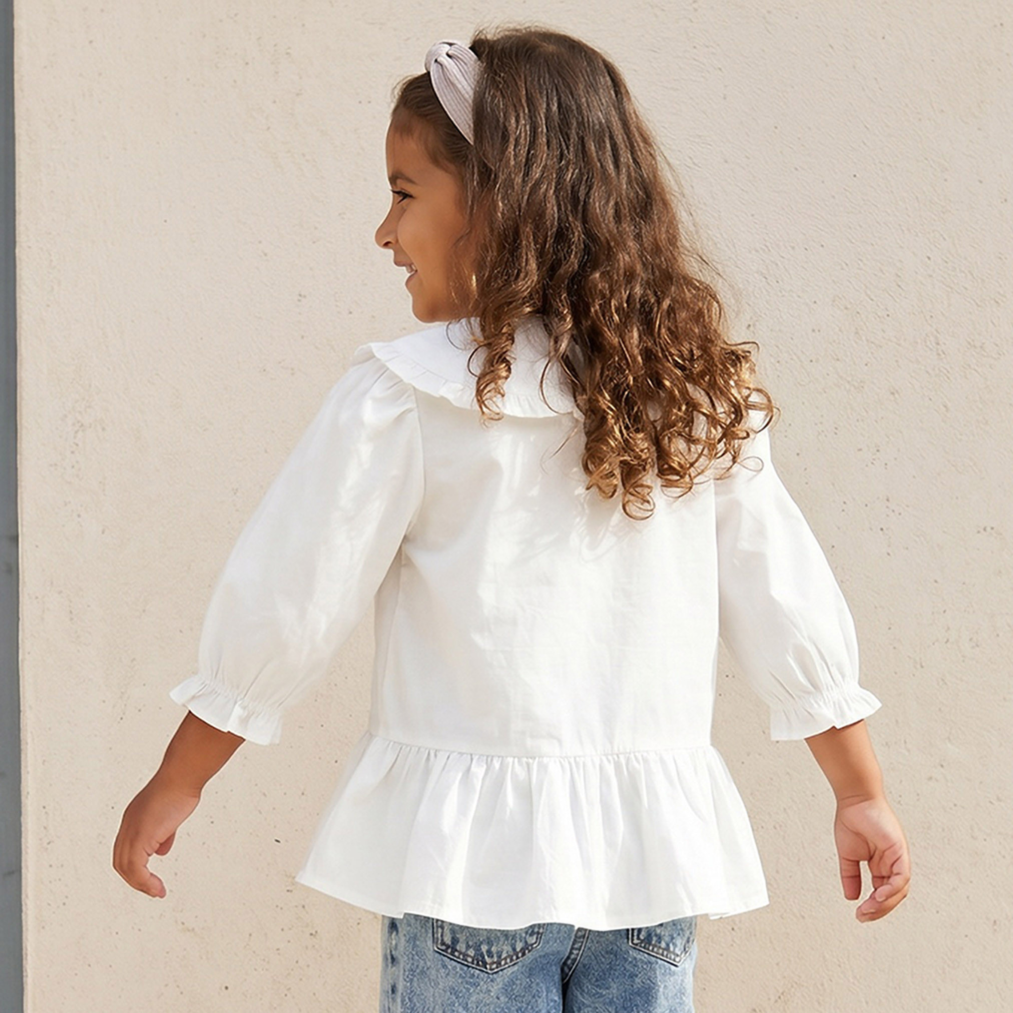 Disney Peter Pan Collar 3/4 Sleeves Peplum Top with Minnie Mouse Print-girls-clothing-blousesandshirts-image-3
