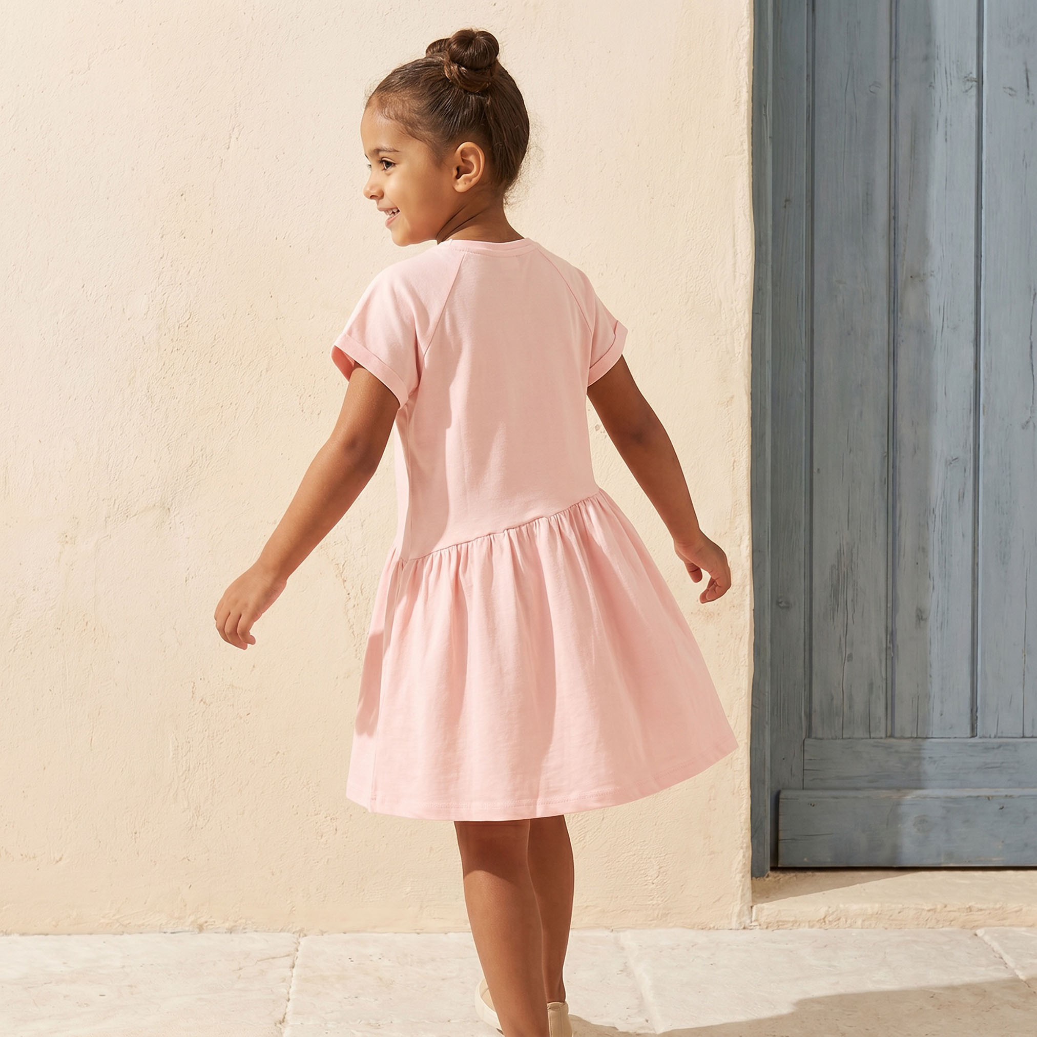 Disney Round Neck Short Sleeves Knee Length A-line Dress with Stitch Print-girls-clothing-dressesandjumpsuits-image-2