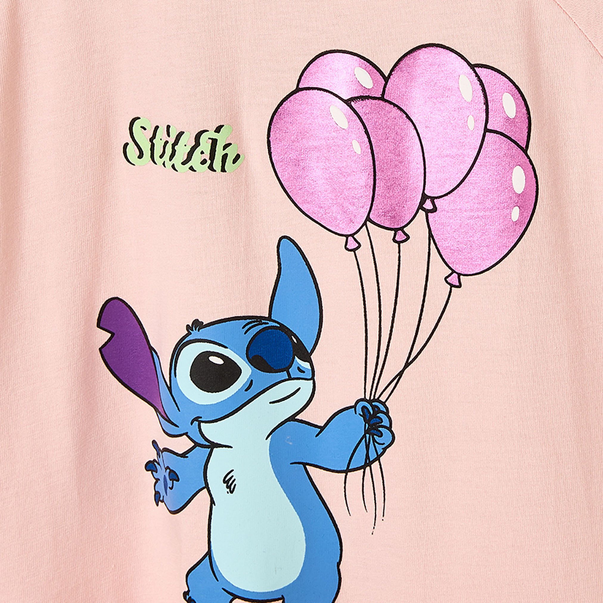 Disney Round Neck Short Sleeves Knee Length A-line Dress with Stitch Print-girls-clothing-dressesandjumpsuits-image-3