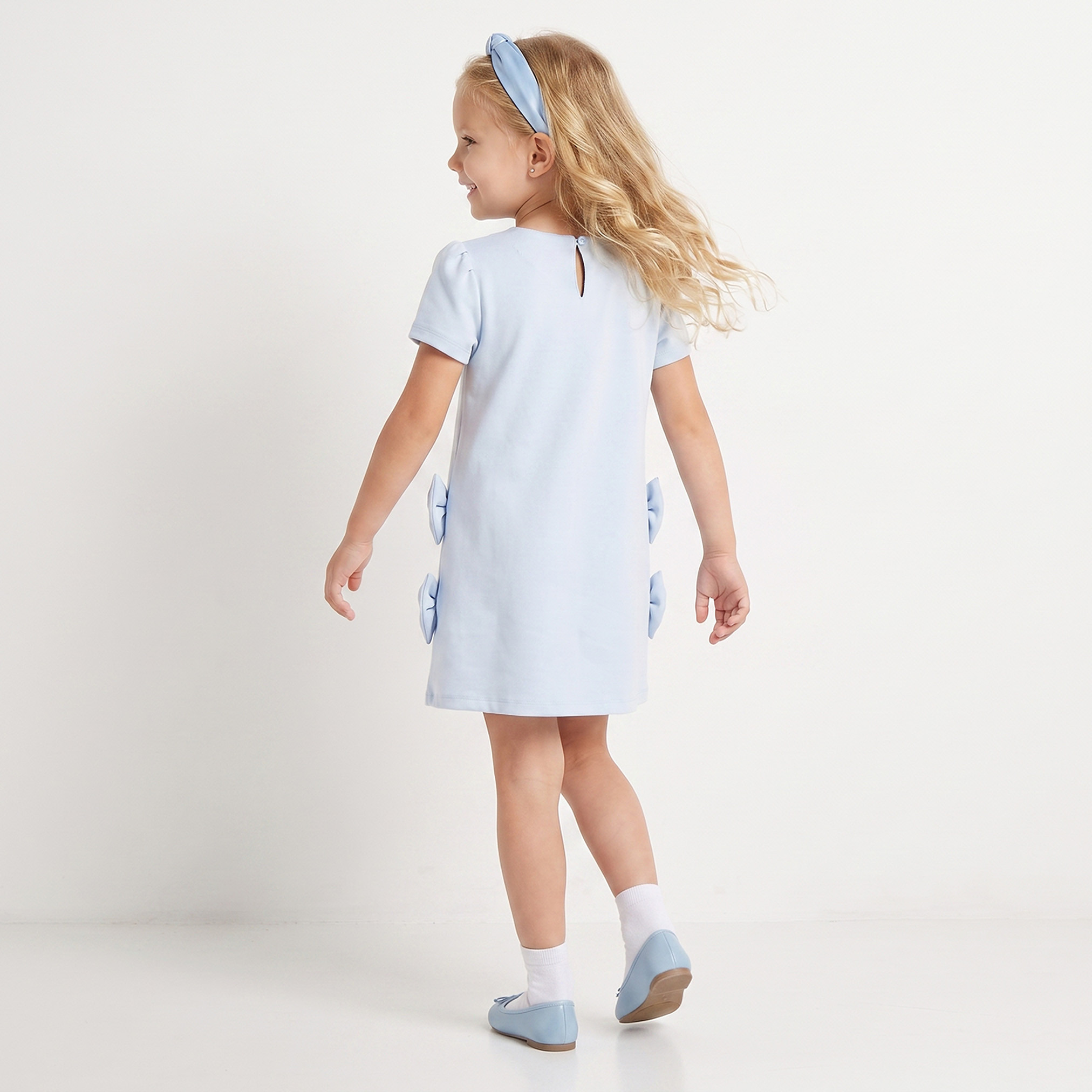 فستان تيشيرت بطول الركبة وياقة مستديرة وأكمام قصيرة وطبعات ميني ماوس من ديزني-girls-clothing-dressesandjumpsuits-image-2