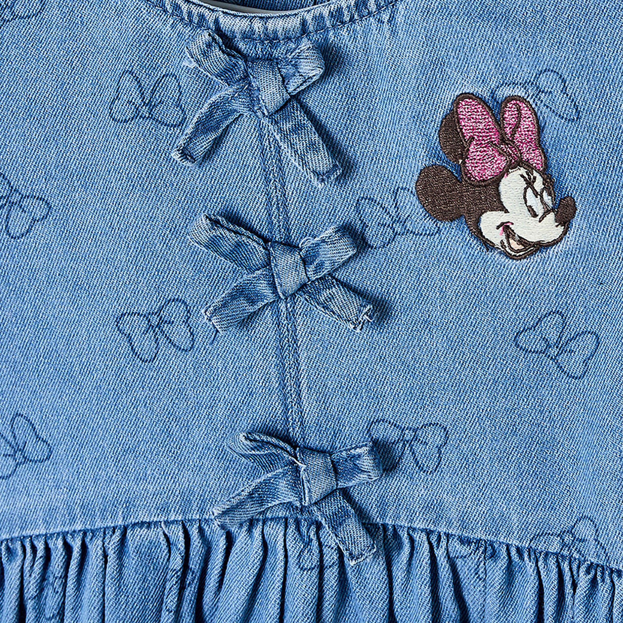 Disney Round Neck Short Sleeves Knee Length Dress with Minnie Mouse Applique-girls-clothing-dressesandjumpsuits-image-3