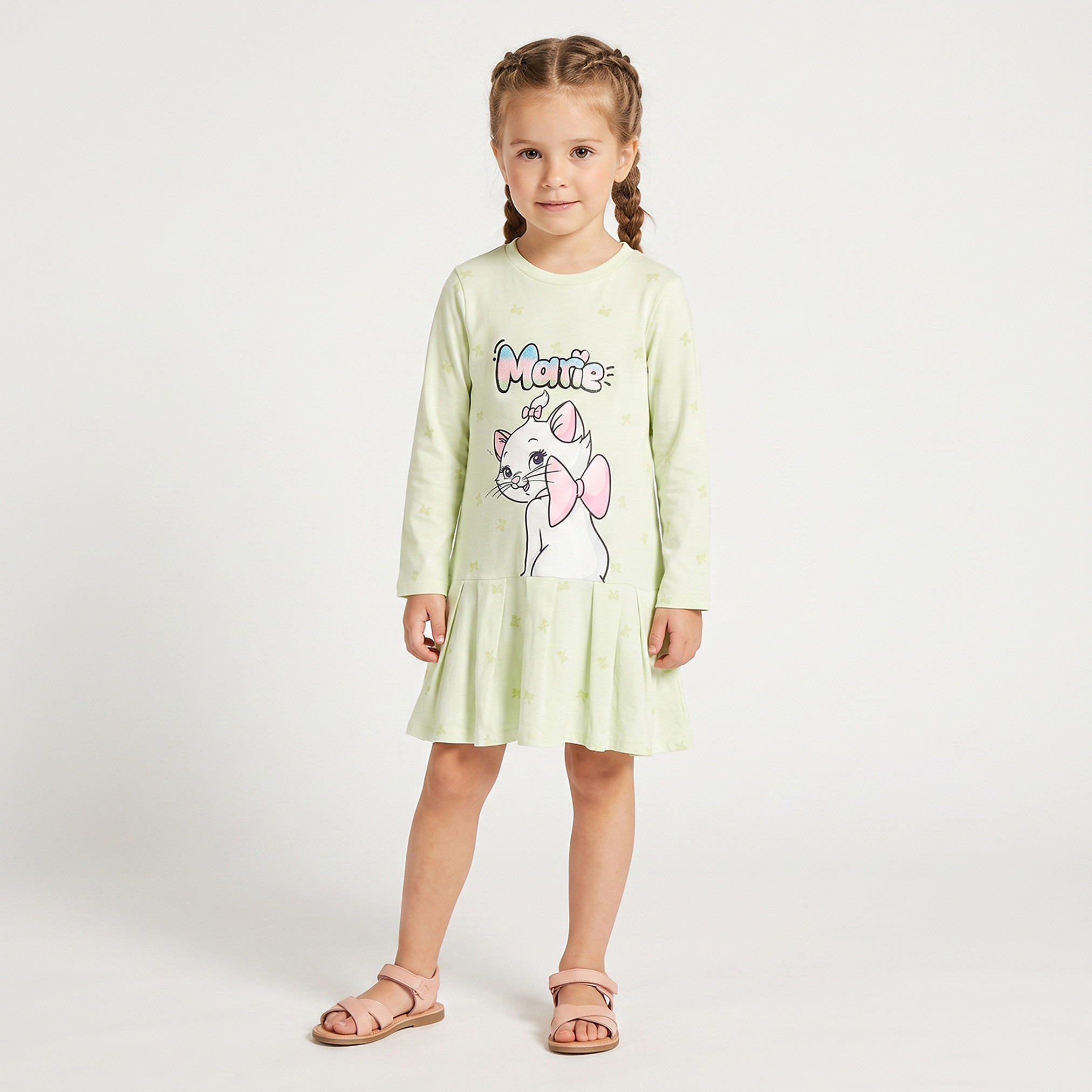 فستان بطول الركبة وياقة مستديرة وأكمام طويلة وطبعات ماري من ديزني-girls-clothing-dressesandjumpsuits-image-5