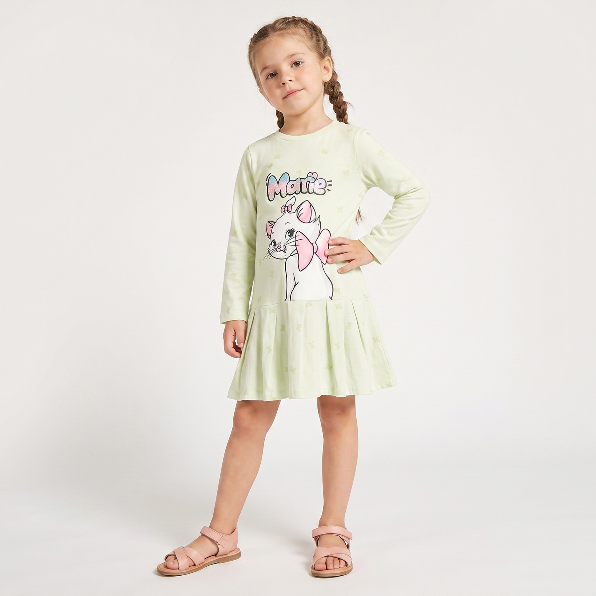 فستان بطول الركبة وياقة مستديرة وأكمام طويلة وطبعات ماري من ديزني-girls-clothing-dressesandjumpsuits-image-6