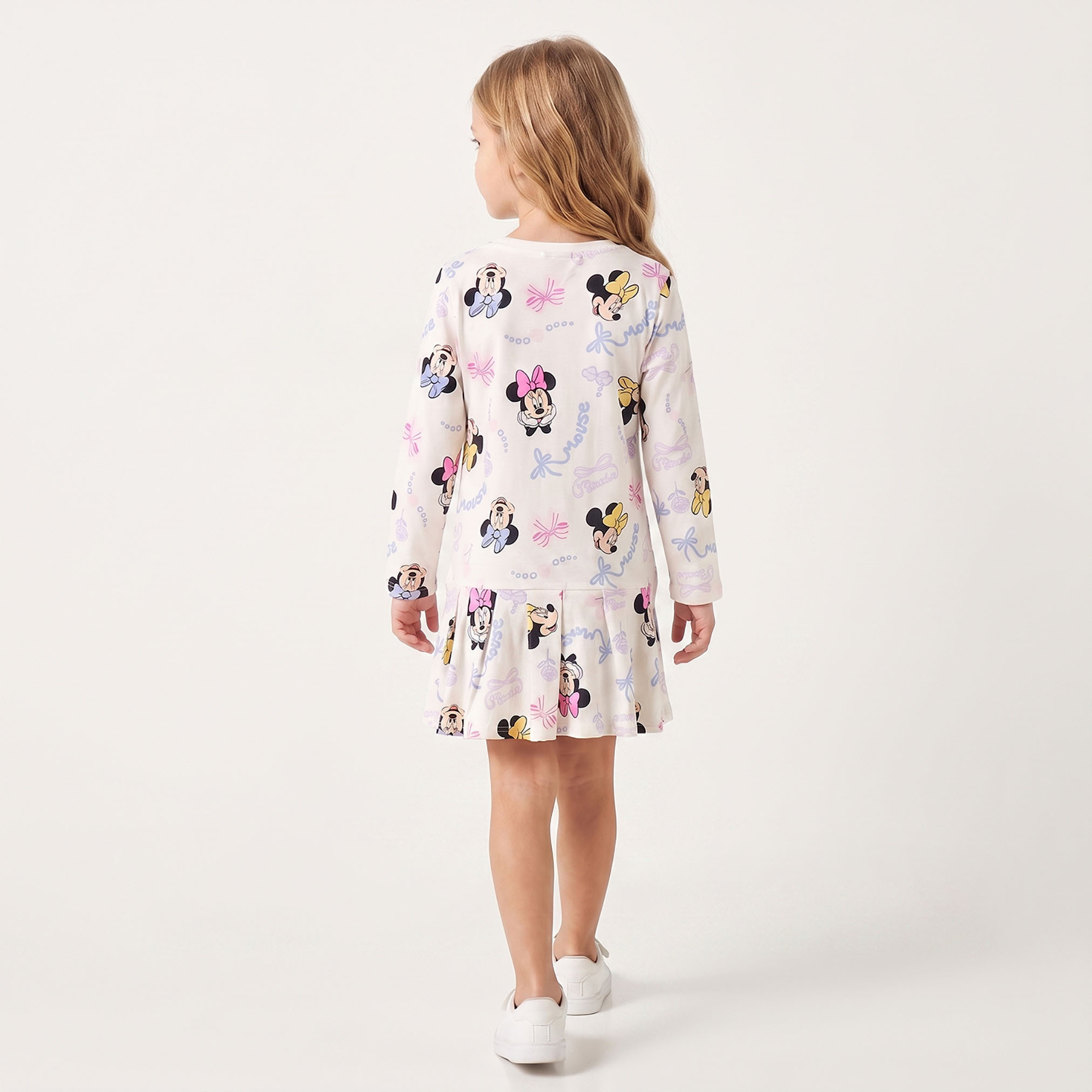 فستان طول الركبة بطبعات ميني ماوس وأكمام طويلة وياقة مستديرة من ديزني-girls-clothing-dressesandjumpsuits-image-2