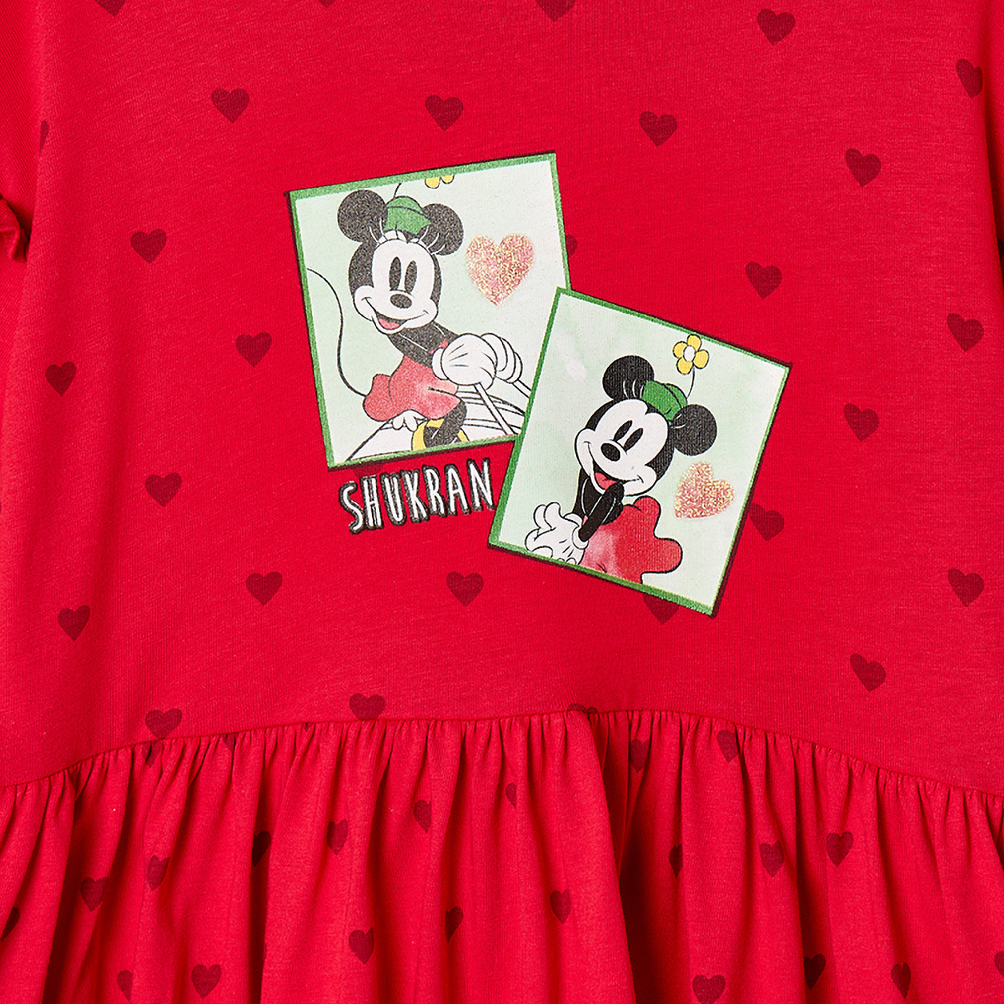 Disney Round Neck Long Sleeves Knee Length Dress with Minnie Mouse Print-girls-clothing-dressesandjumpsuits-image-5