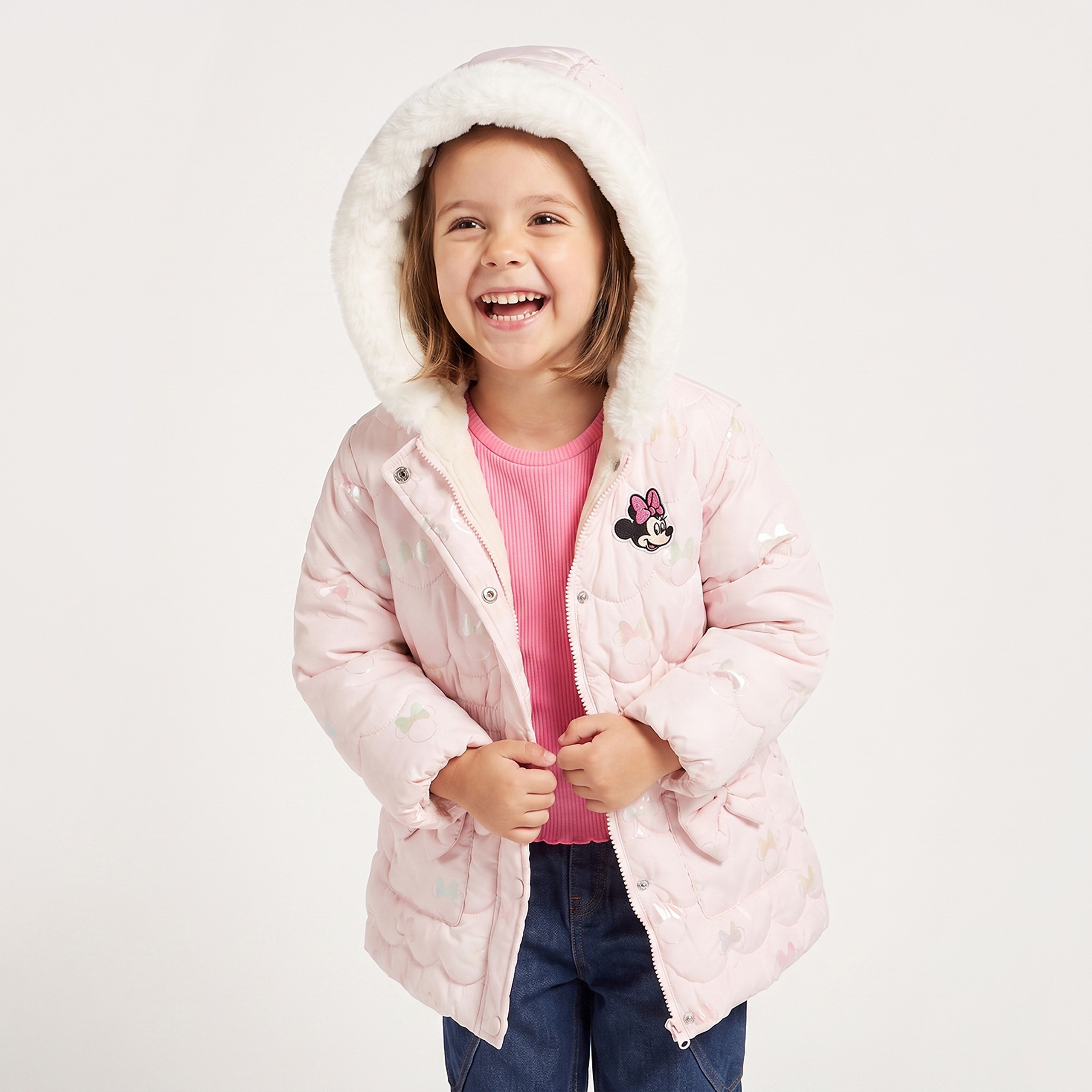 جاكيت مبطن ميني ماوس بقبعة من ديزني-baby-girls-clothing-winterwear-jacketsandcoats-image-1