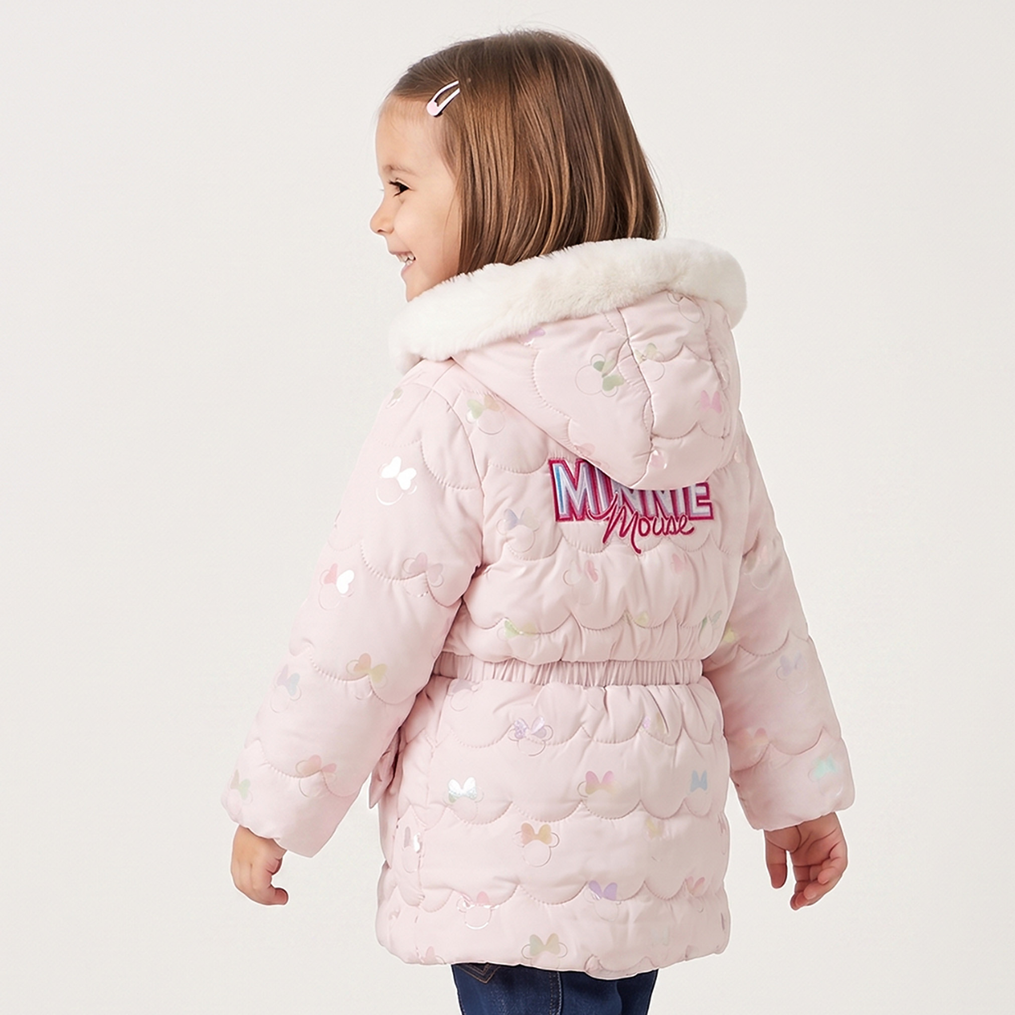 جاكيت مبطن ميني ماوس بقبعة من ديزني-baby-girls-clothing-winterwear-jacketsandcoats-image-4