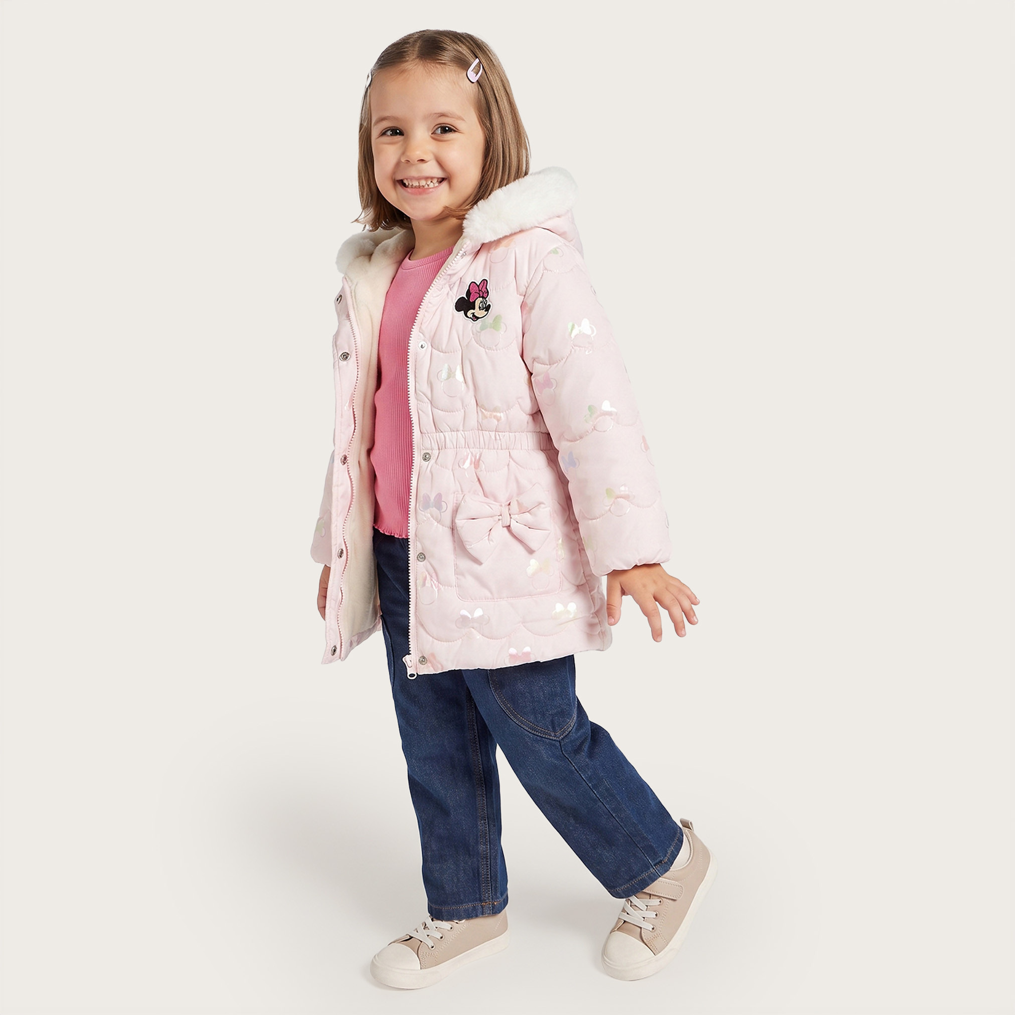جاكيت مبطن ميني ماوس بقبعة من ديزني-baby-girls-clothing-winterwear-jacketsandcoats-image-2