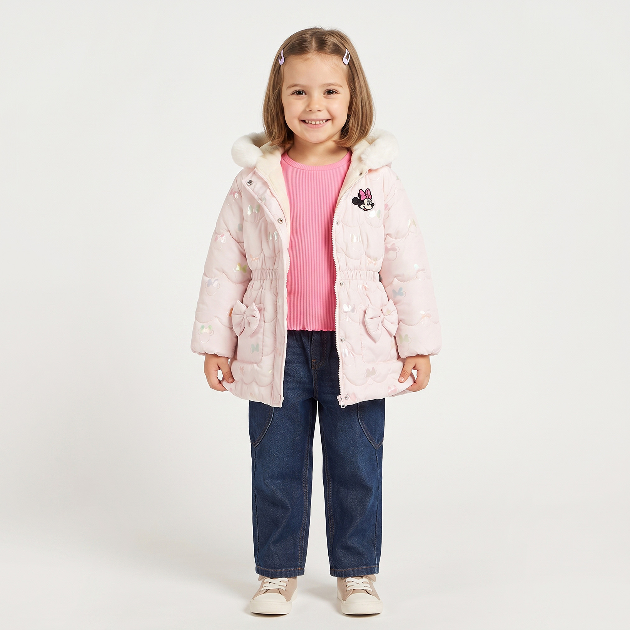 جاكيت مبطن ميني ماوس بقبعة من ديزني-baby-girls-clothing-winterwear-jacketsandcoats-image-5