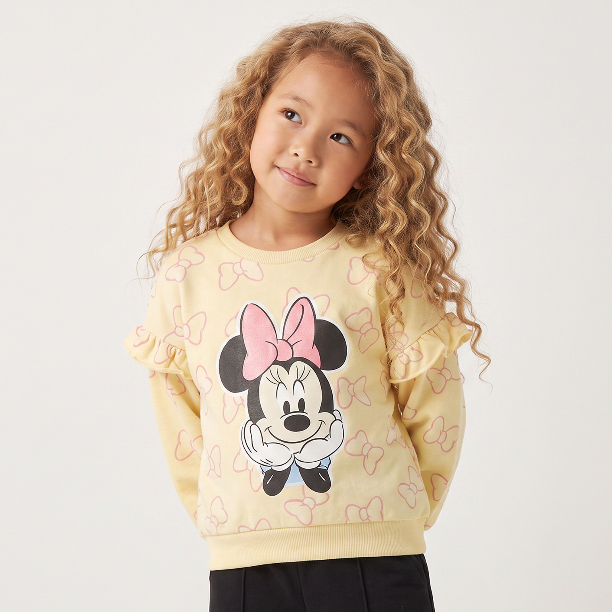Disney Minnie Mouse Print Sweatshirt with Ruffle Detail-girls-clothing-sweatshirts-image-1