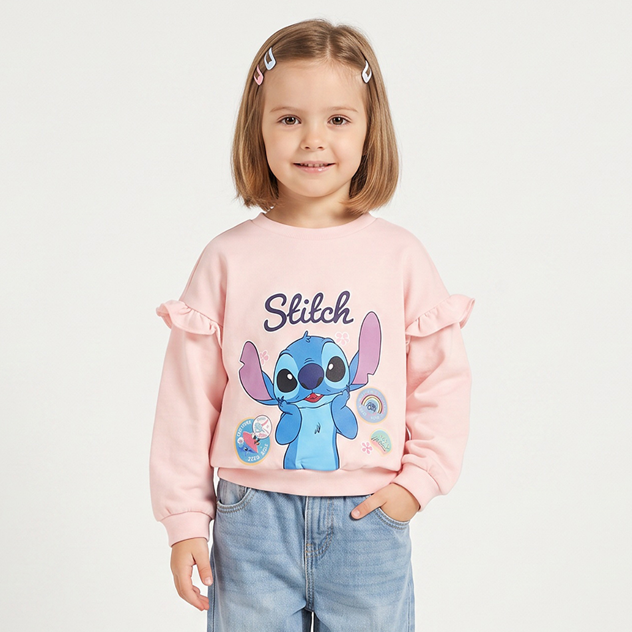 Disney Stitch Print Sweatshirt with Long Sleeves-girls-clothing-sweatshirts-image-1