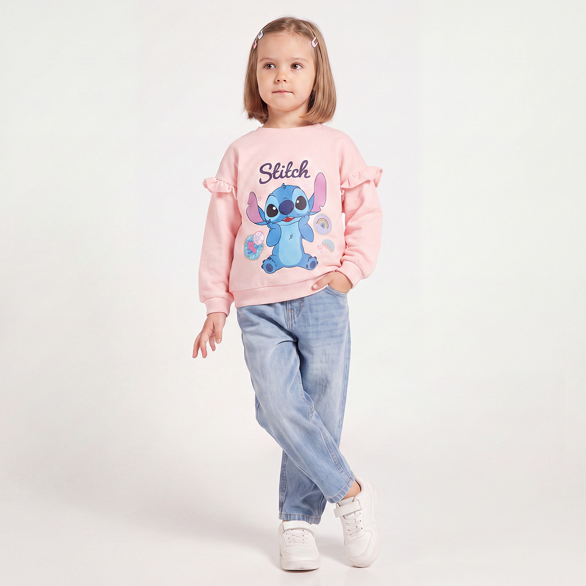 Disney Stitch Print Sweatshirt with Long Sleeves-girls-clothing-sweatshirts-image-2