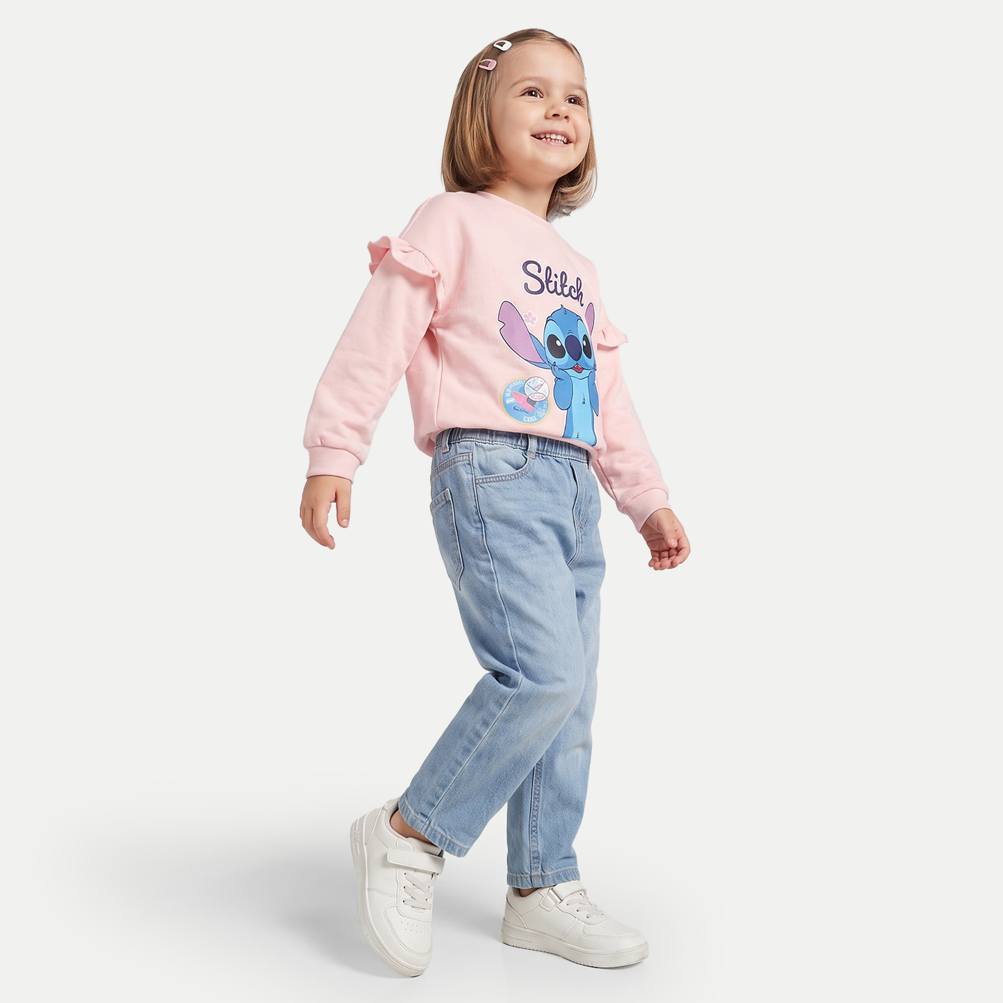 Disney Stitch Print Sweatshirt with Long Sleeves-girls-clothing-sweatshirts-image-4