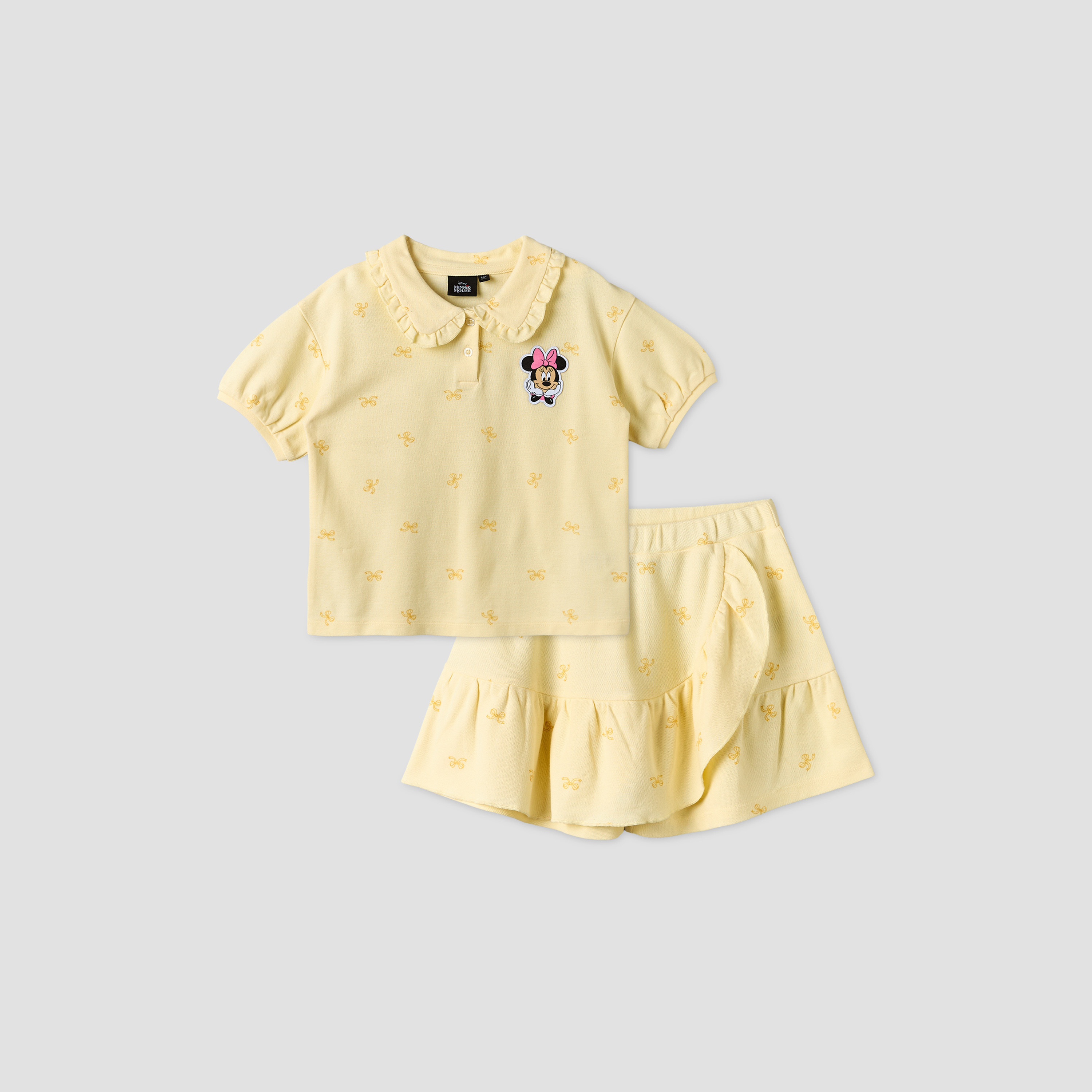 Disney Collared Short Sleeves T-shirt and Skorts Set with Minnie Mouse Applique-baby-girls-clothing-setsandcoords-image-1
