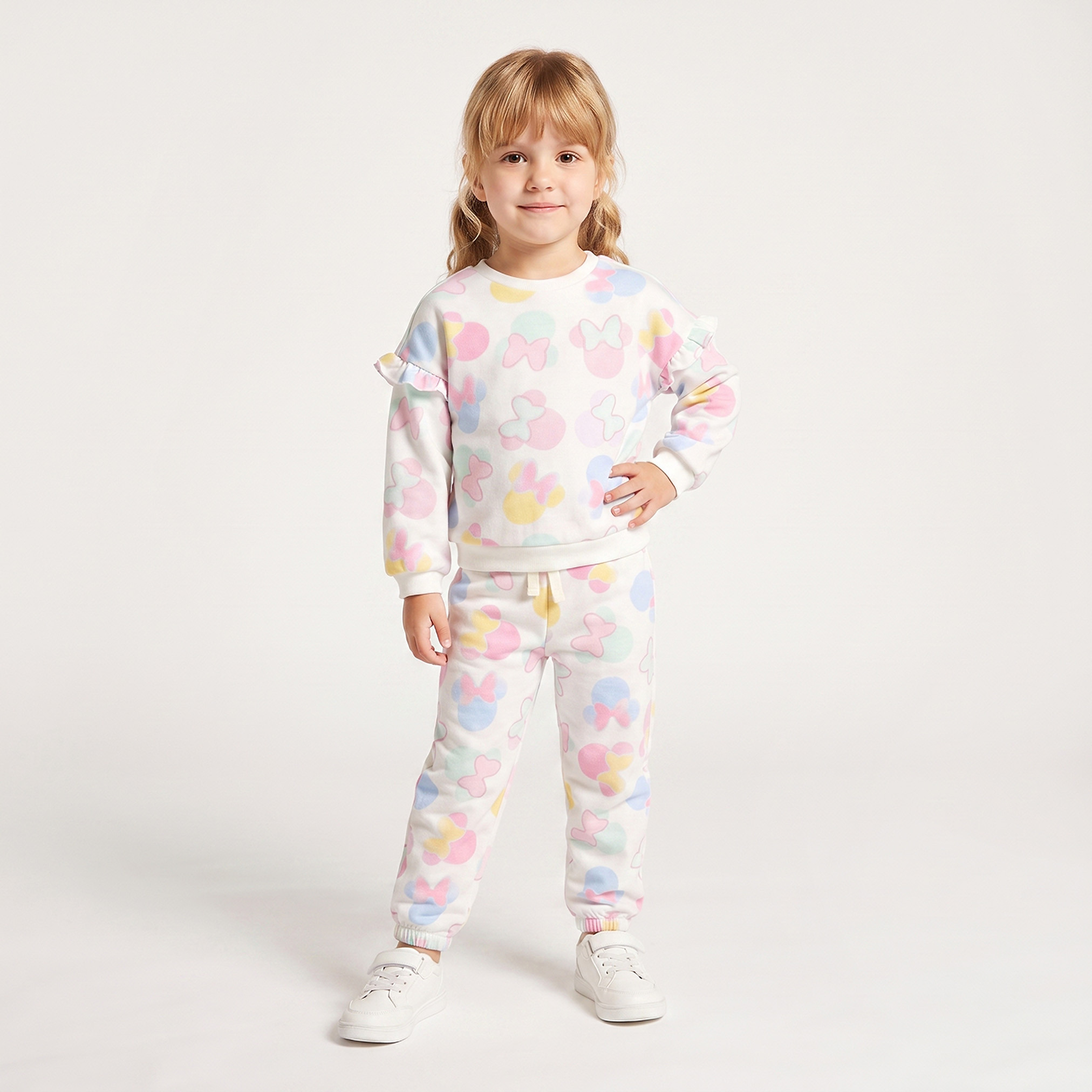 طقم بنطلون رياضي وسويت شيرت بأكمام طويلة وياقة ضيقة وطبعات من ديزني-baby-girls-clothing-setsandcoords-image-1