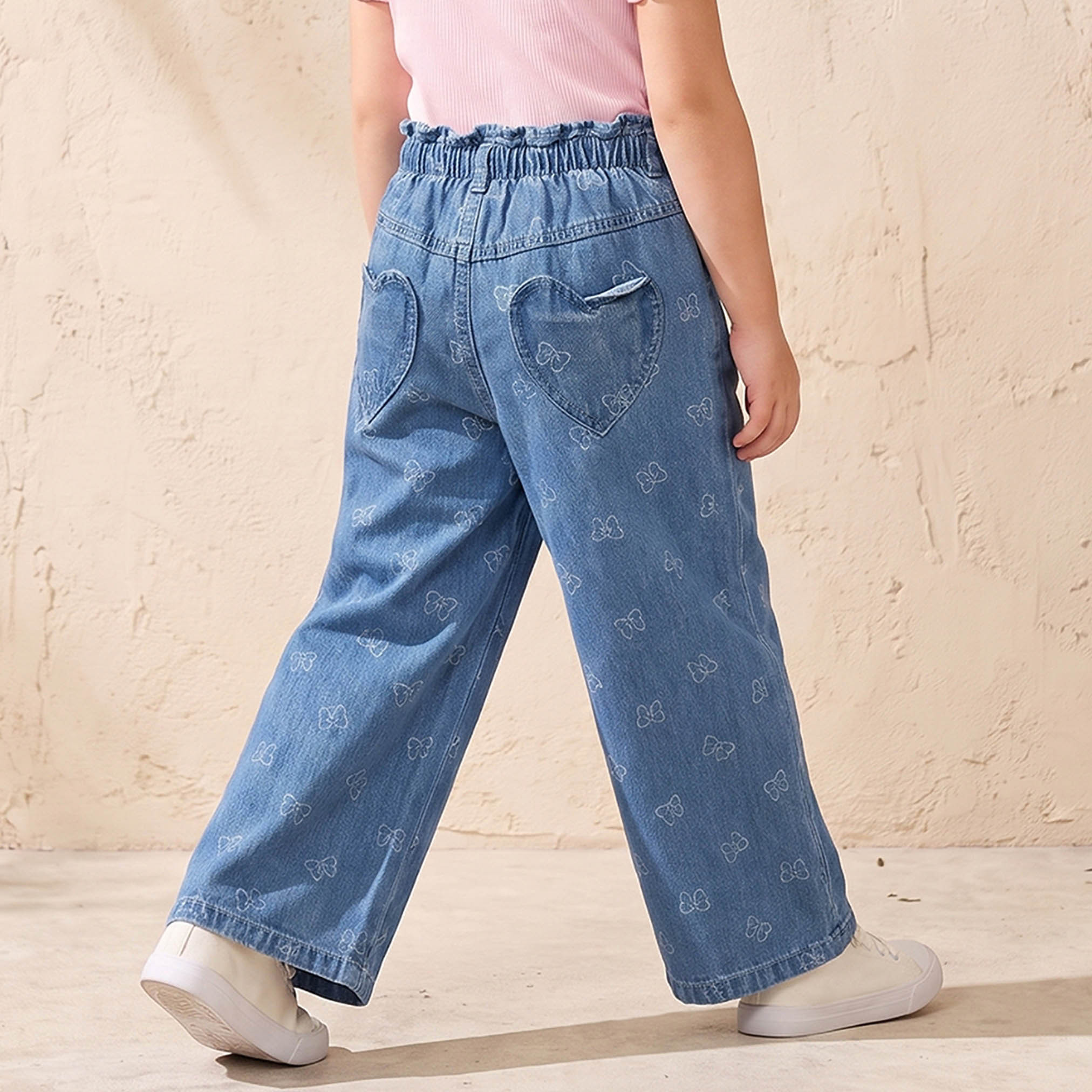 Disney Button Waist Jeans with Bow Print-girls-clothing-bottoms-jeansandjeggings-image-3
