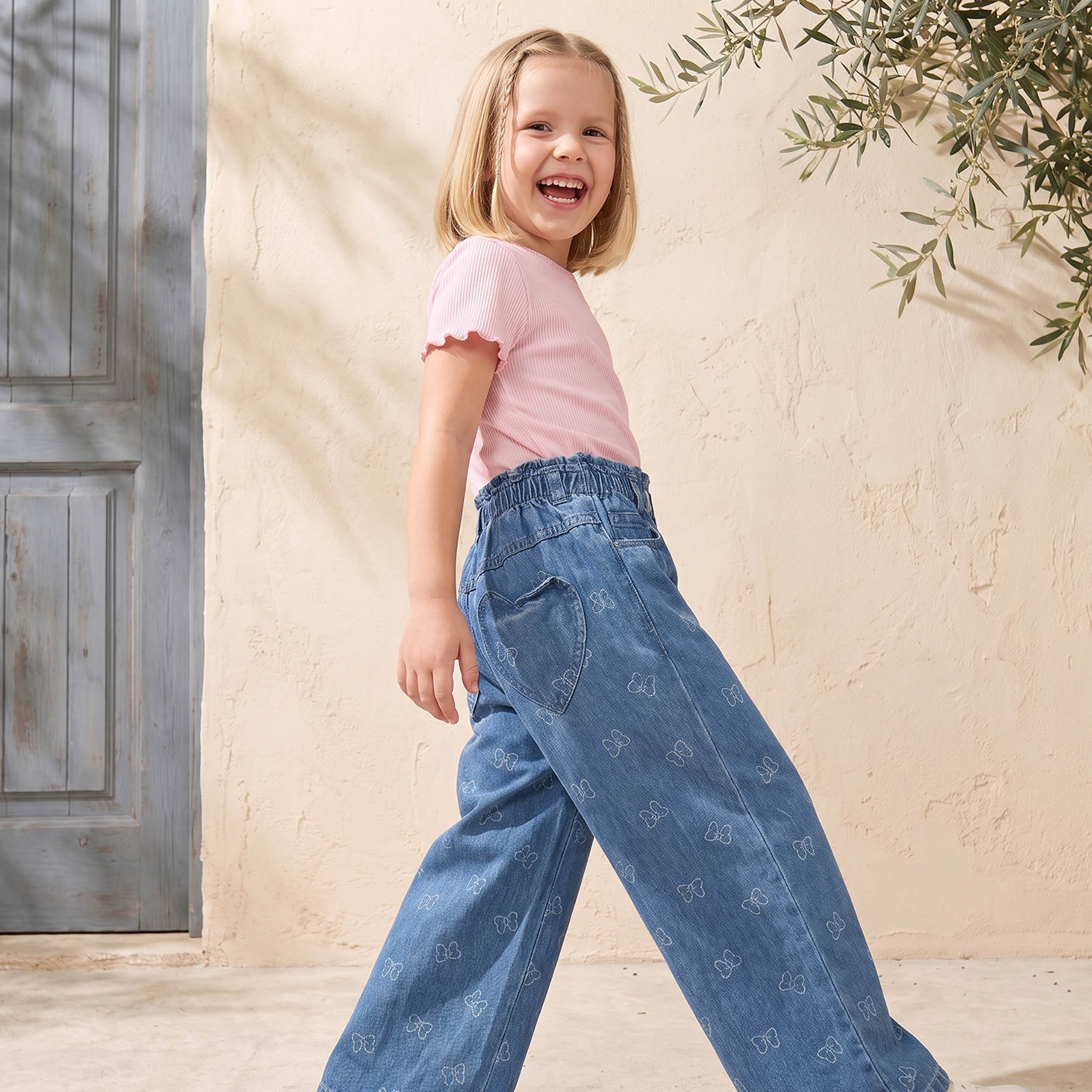 Disney Button Waist Jeans with Bow Print-girls-clothing-bottoms-jeansandjeggings-image-4