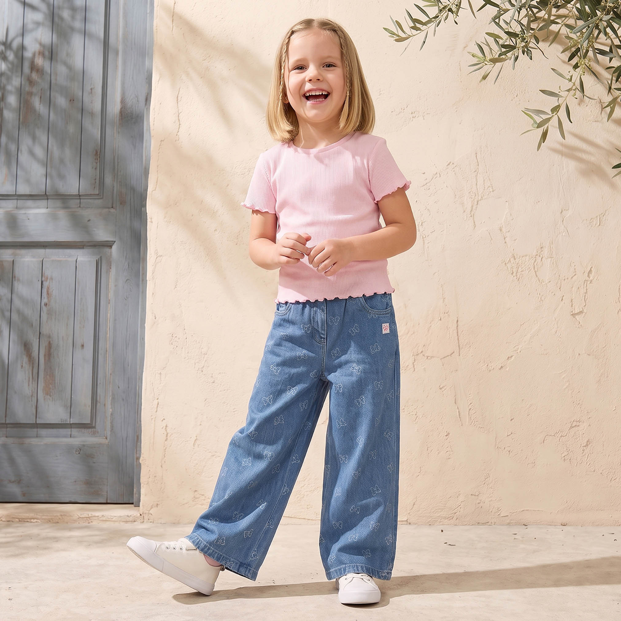 Disney Button Waist Jeans with Bow Print-girls-clothing-bottoms-jeansandjeggings-image-5