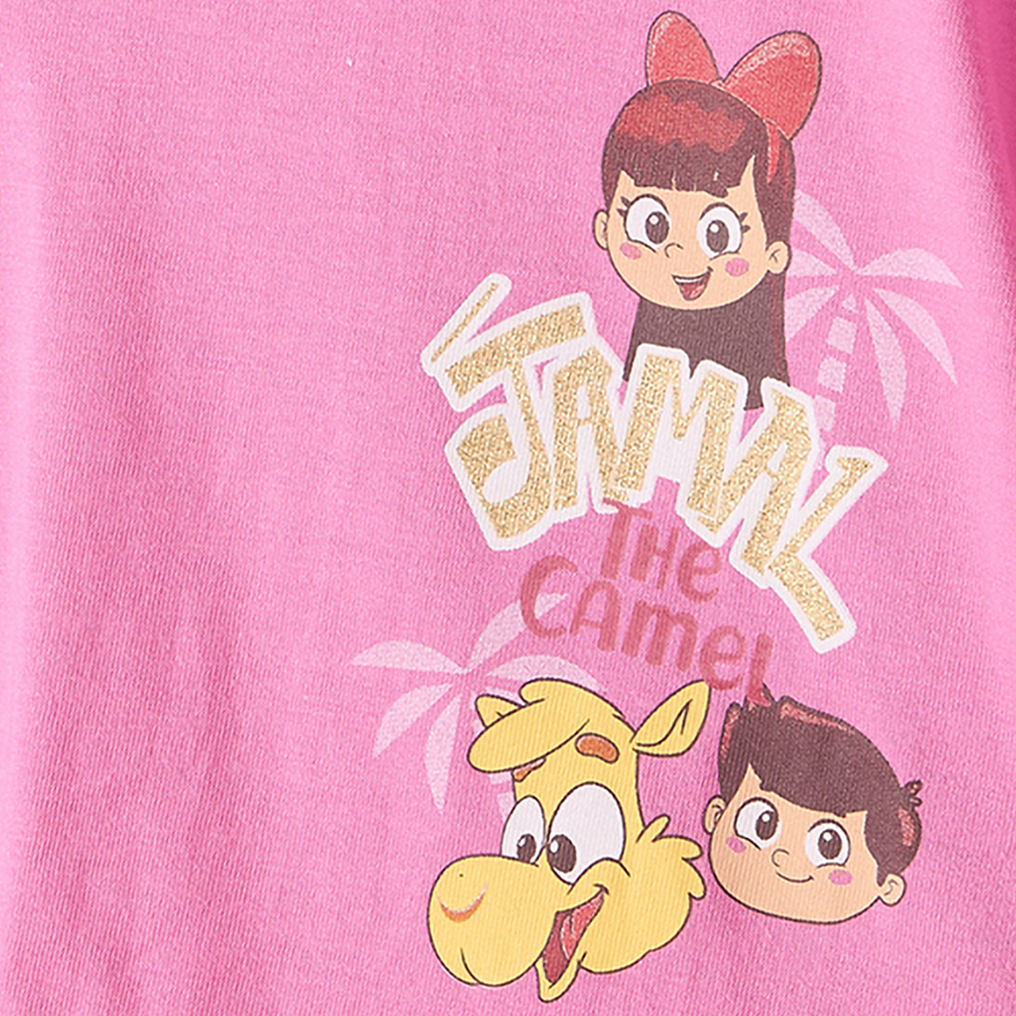 PIXITOON Crew Neck Short Sleeves T-shirt with Jamal The Camel Print-baby-girls-clothing-tshirts-image-4