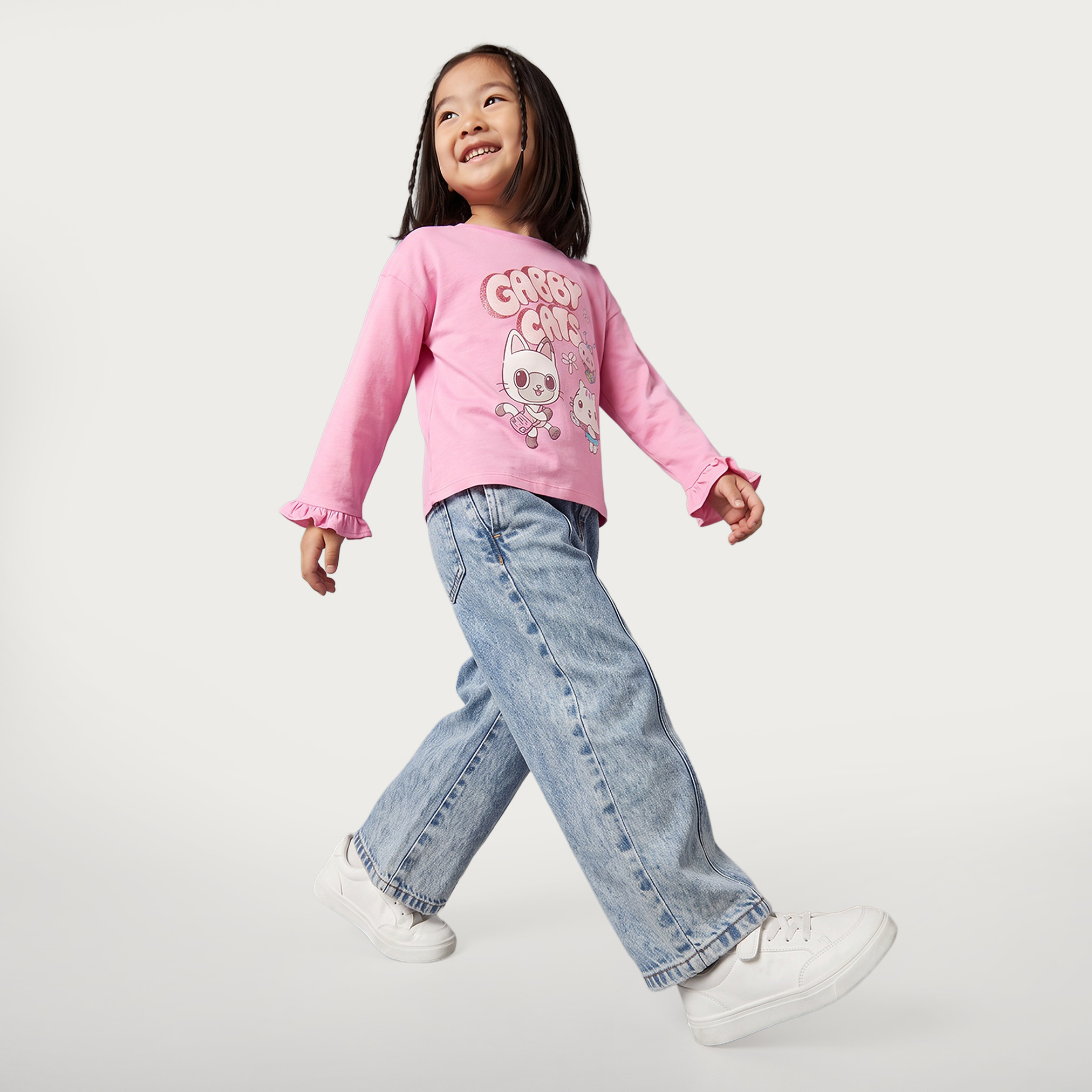 Crew Neck Long Sleeves T-shirt with Gabby's Dollhouse Print-girls-clothing-tshirts-image-4