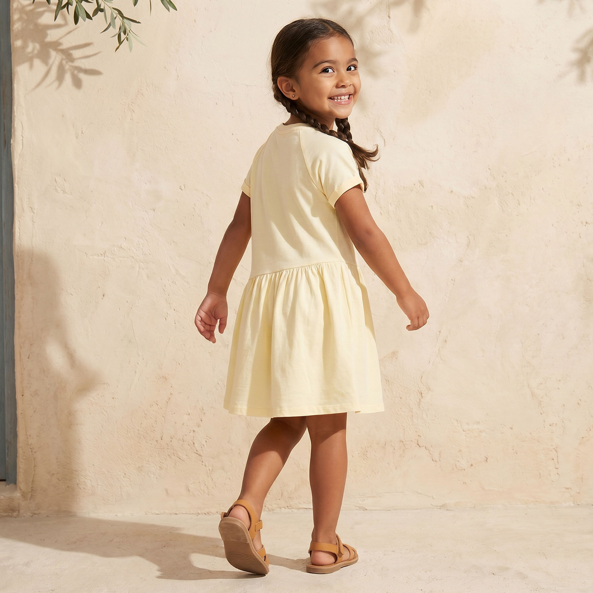 PIXITOON Round Neck Short Sleeves Knee Length A-line dress with Jamal the Camel Print-girls-clothing-dressesandjumpsuits-image-2