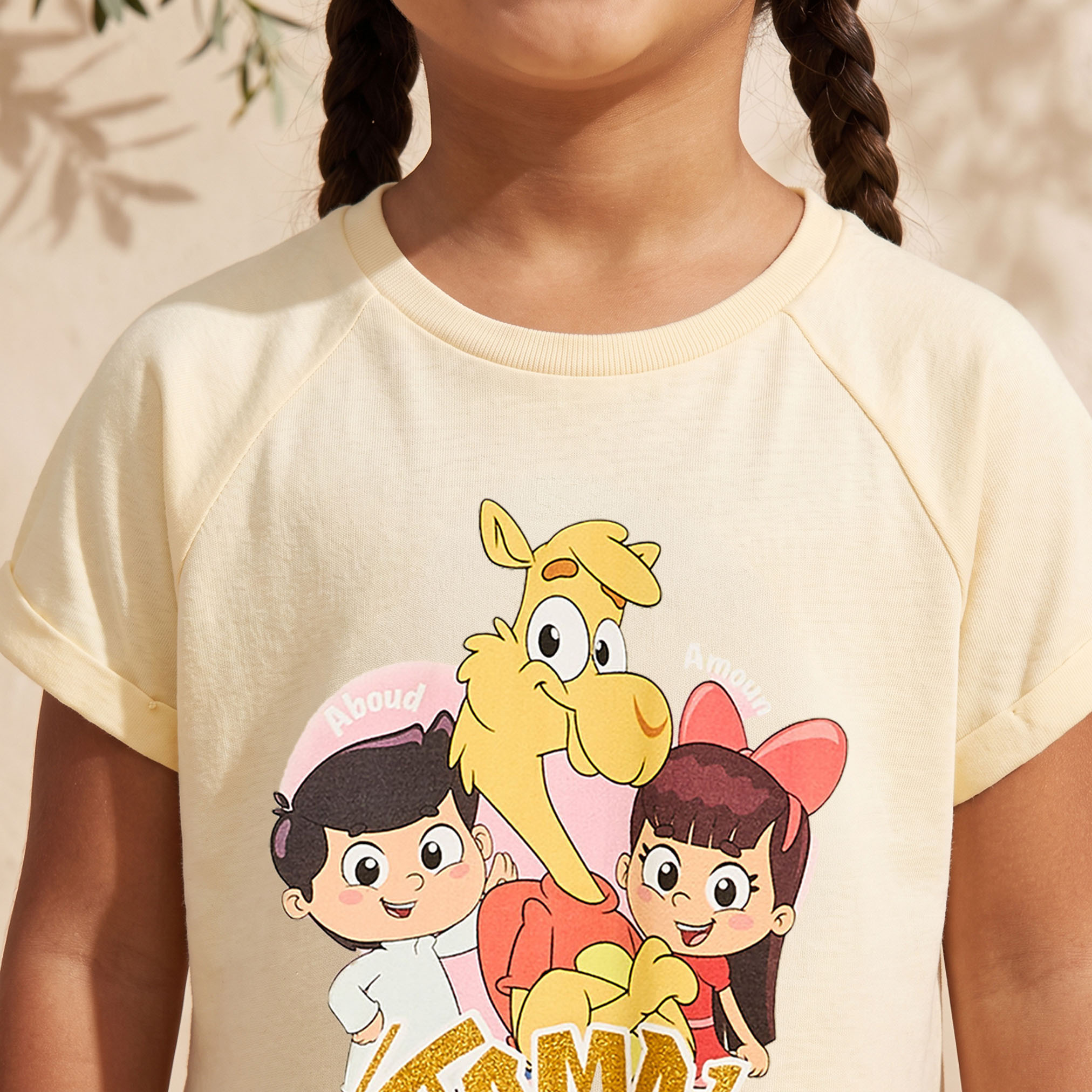 PIXITOON Round Neck Short Sleeves Knee Length A-line dress with Jamal the Camel Print-girls-clothing-dressesandjumpsuits-image-6