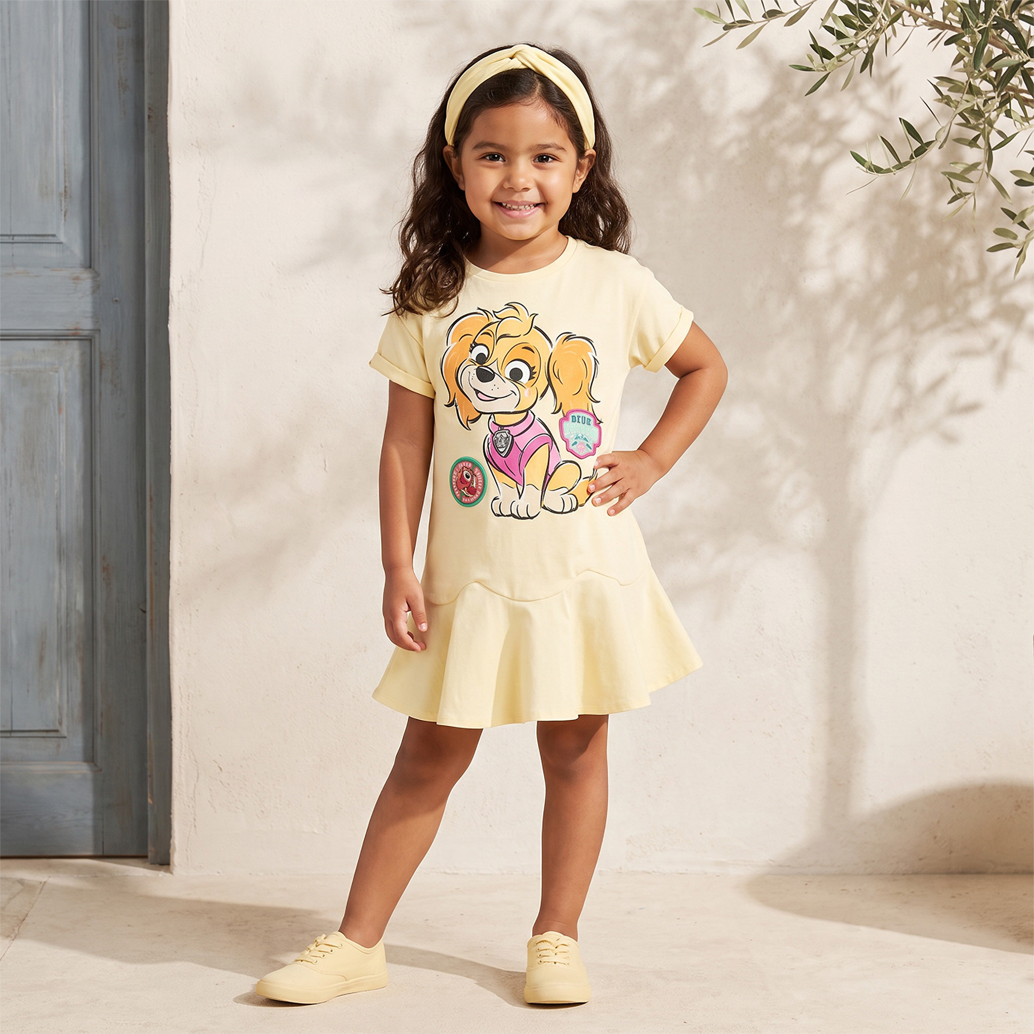 Round Neck Short Sleeves Knee Length Dress with PAW Patrol Print-girls-clothing-dressesandjumpsuits-image-1