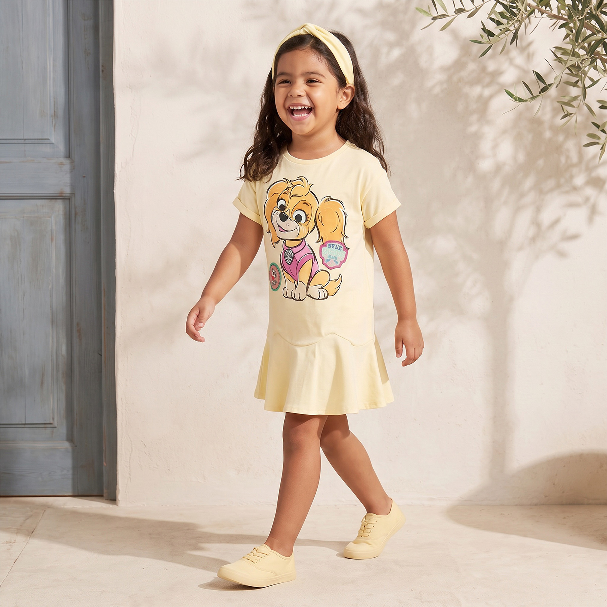 Round Neck Short Sleeves Knee Length Dress with PAW Patrol Print-girls-clothing-dressesandjumpsuits-image-4