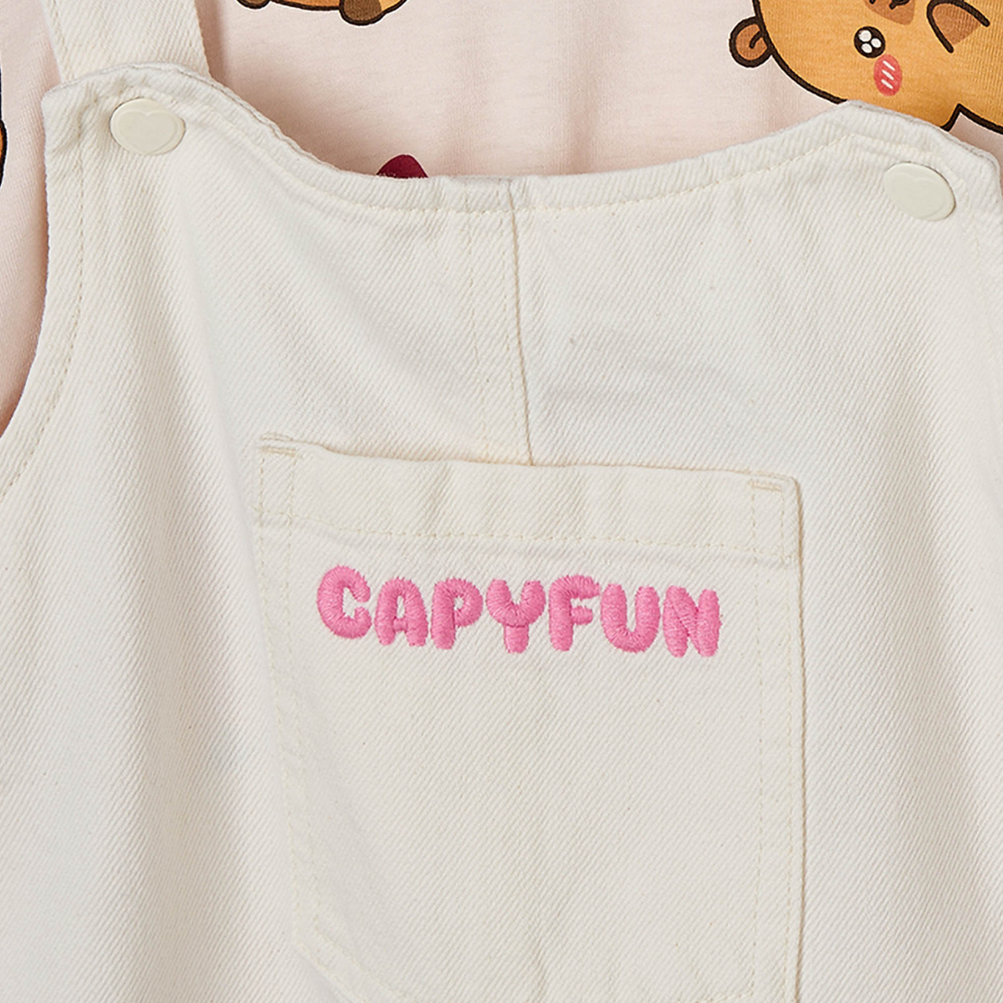 CapyFun Square Neck Sleeveless Knee Length Dungaree Dress with Logo Embroidery-girls-clothing-dressesandjumpsuits-image-5