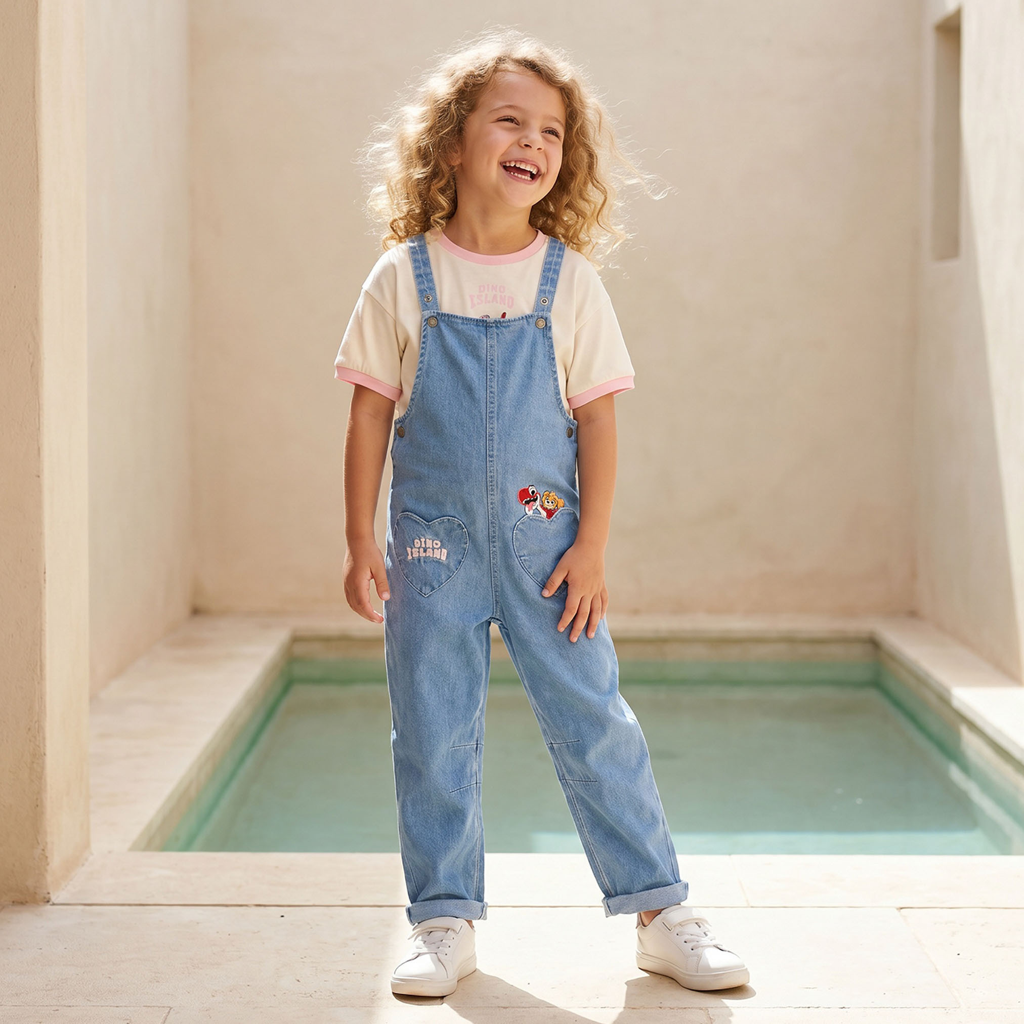 Crew Neck Short Sleeves T-shirt and Dungaree Set with Paw Patrol Print-baby-girls-clothing-setsandcoords-image-1