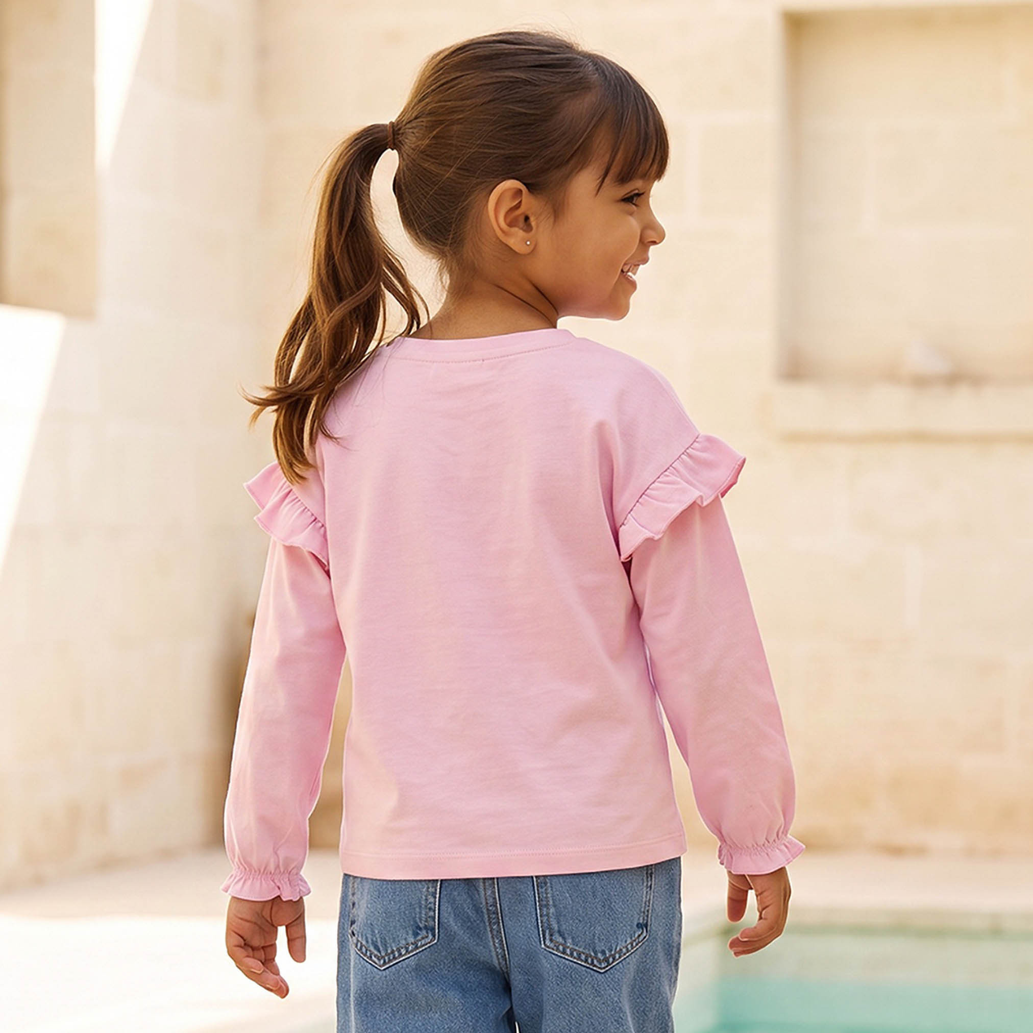 Crew Neck Long Sleeves T-shirt with Tweety Print-girls-clothing-tshirts-image-3