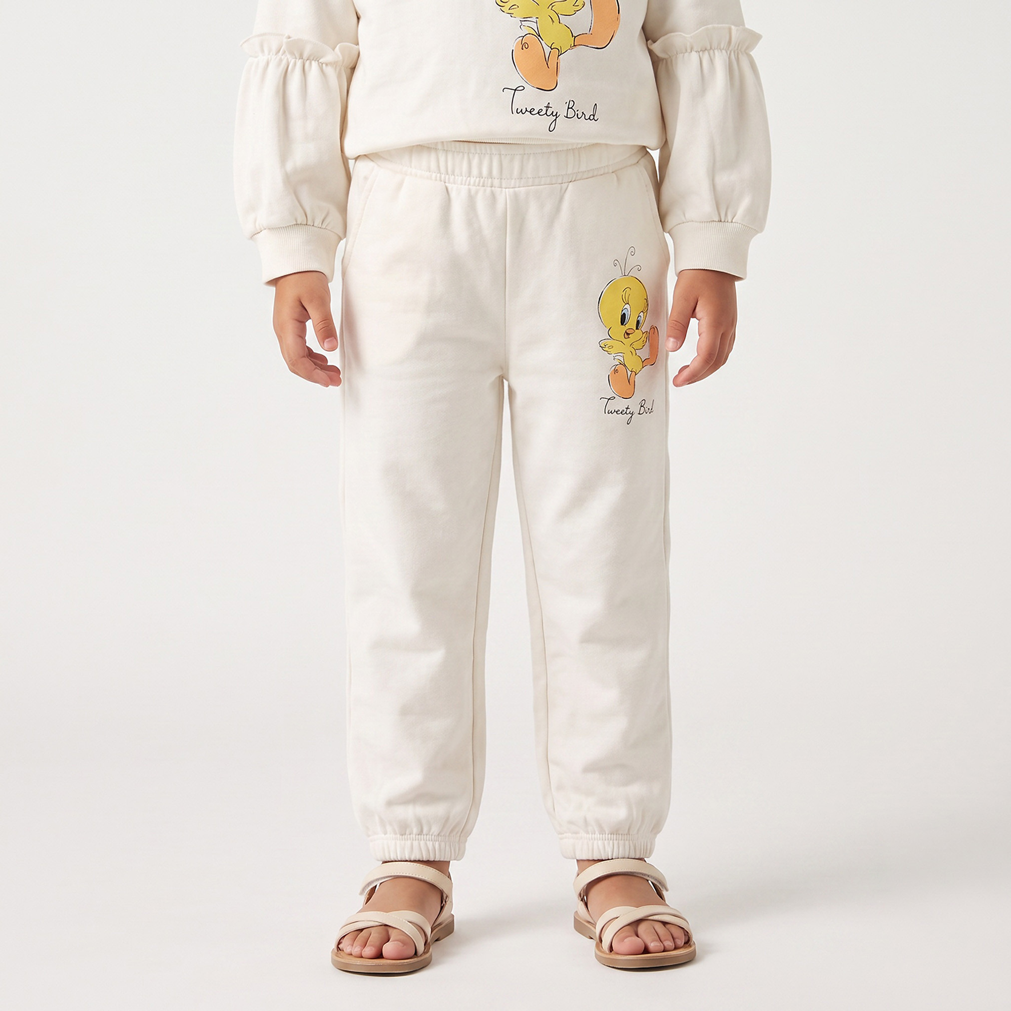 Crew Neck Long Sleeves Sweatshirt and Joggers Set with Tweety Print-baby-girls-clothing-setsandcoords-image-4
