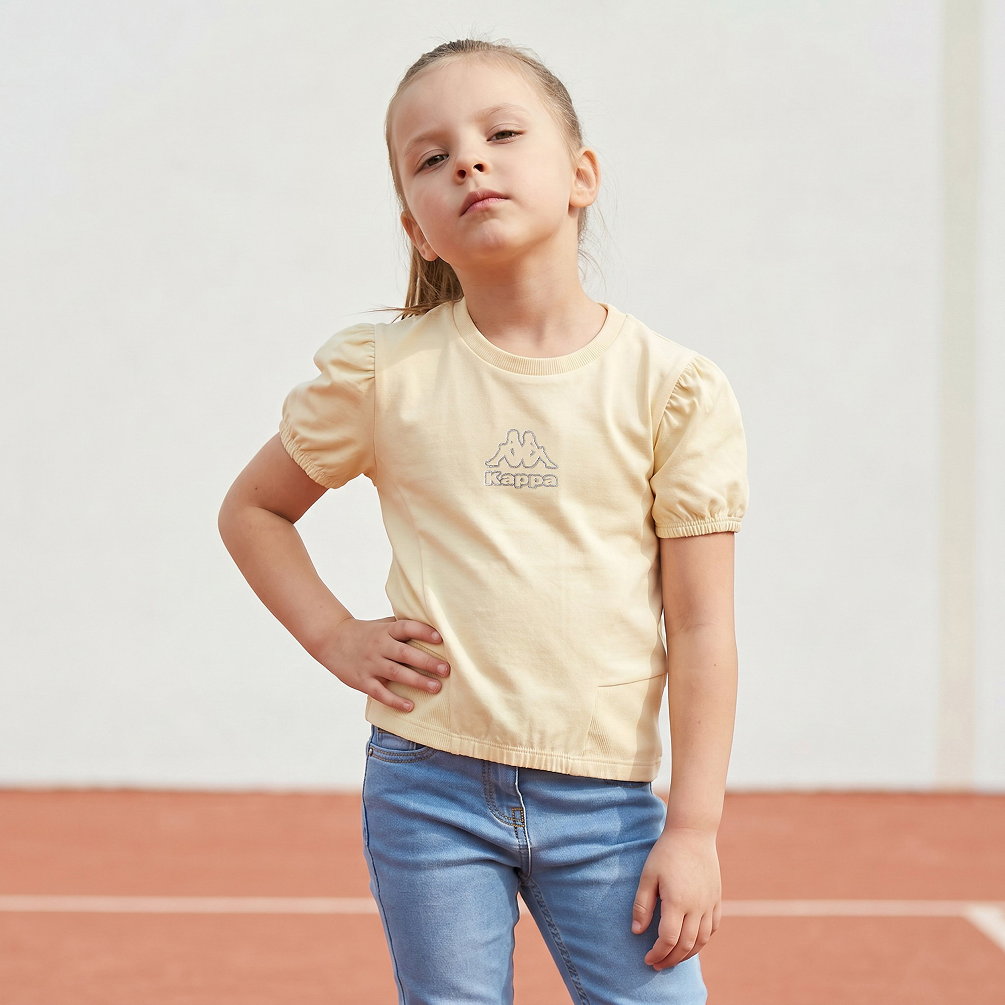 Kappa Crew Neck Short Sleeves T-shirt with Logo Print-girls-clothing-tshirts-image-1