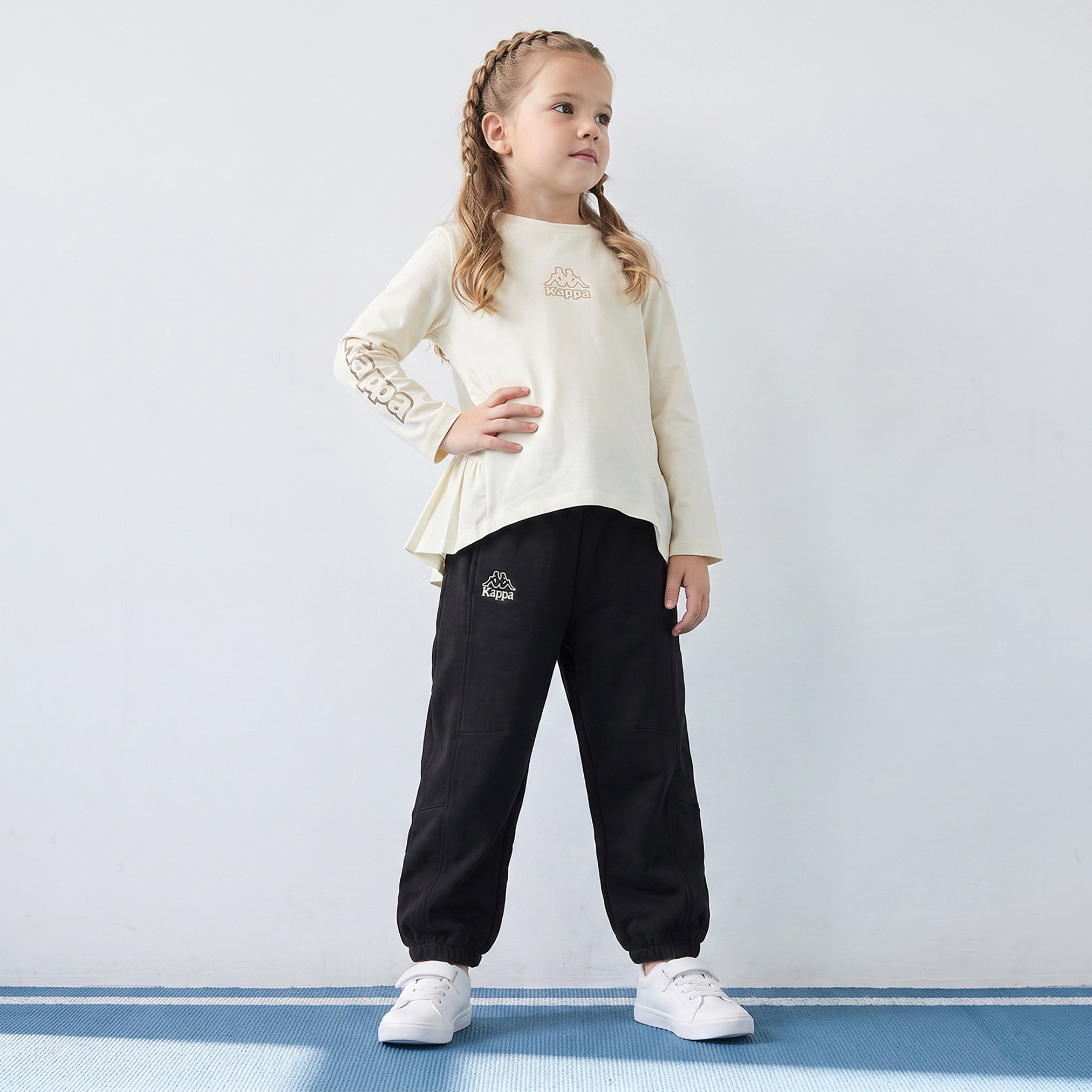 Kappa Crew Neck Long Sleeves T-shirt with Pleated Hem-girls-clothing-tshirts-image-2