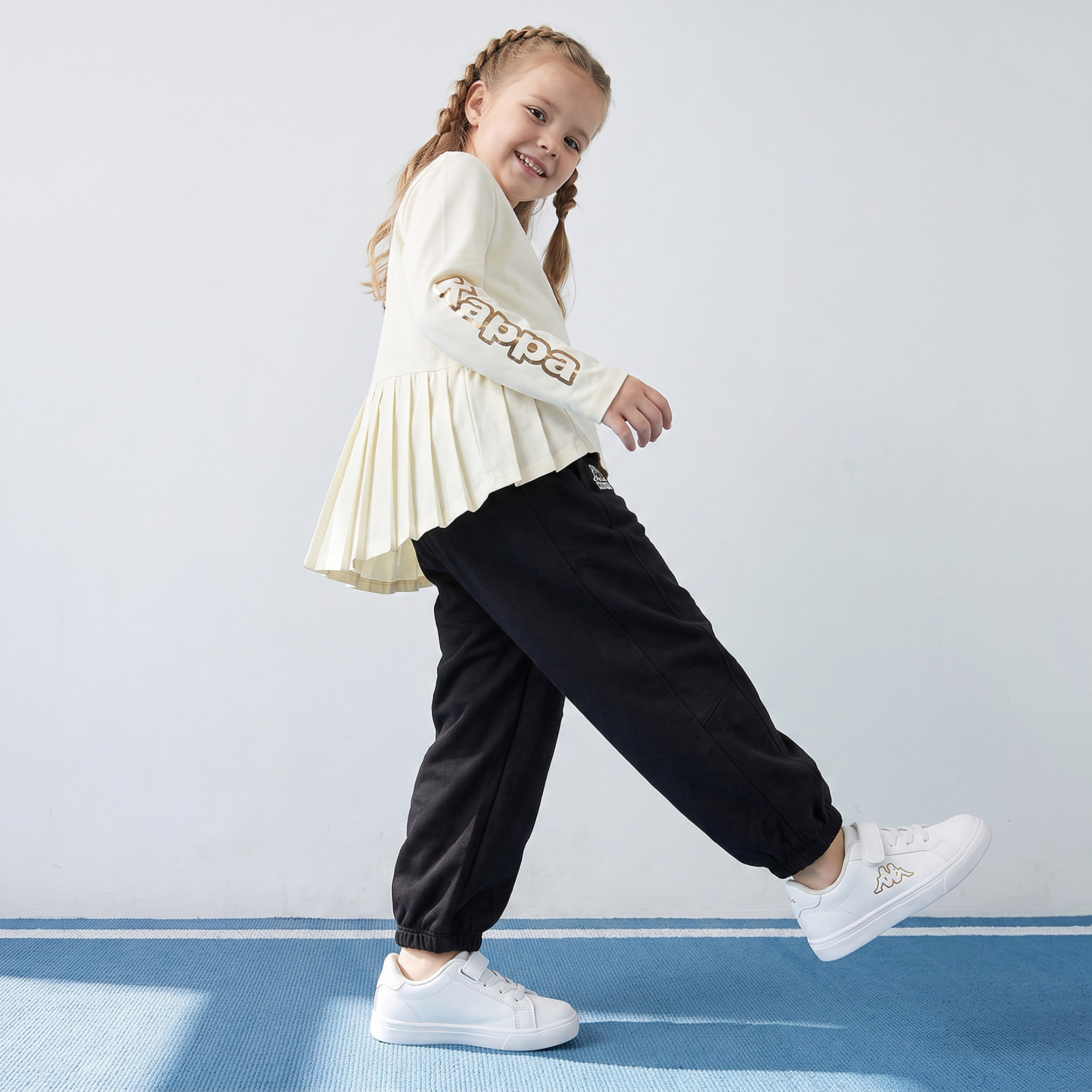 Kappa Crew Neck Long Sleeves T-shirt with Pleated Hem-girls-clothing-tshirts-image-6