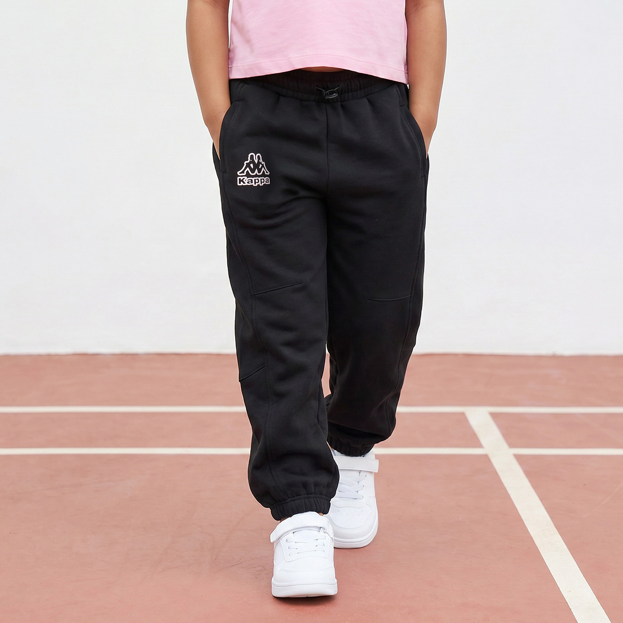 Kappa Elasticated Waist Joggers with Logo Print-baby-girls-clothing-bottoms-joggersandtrackpants-image-1