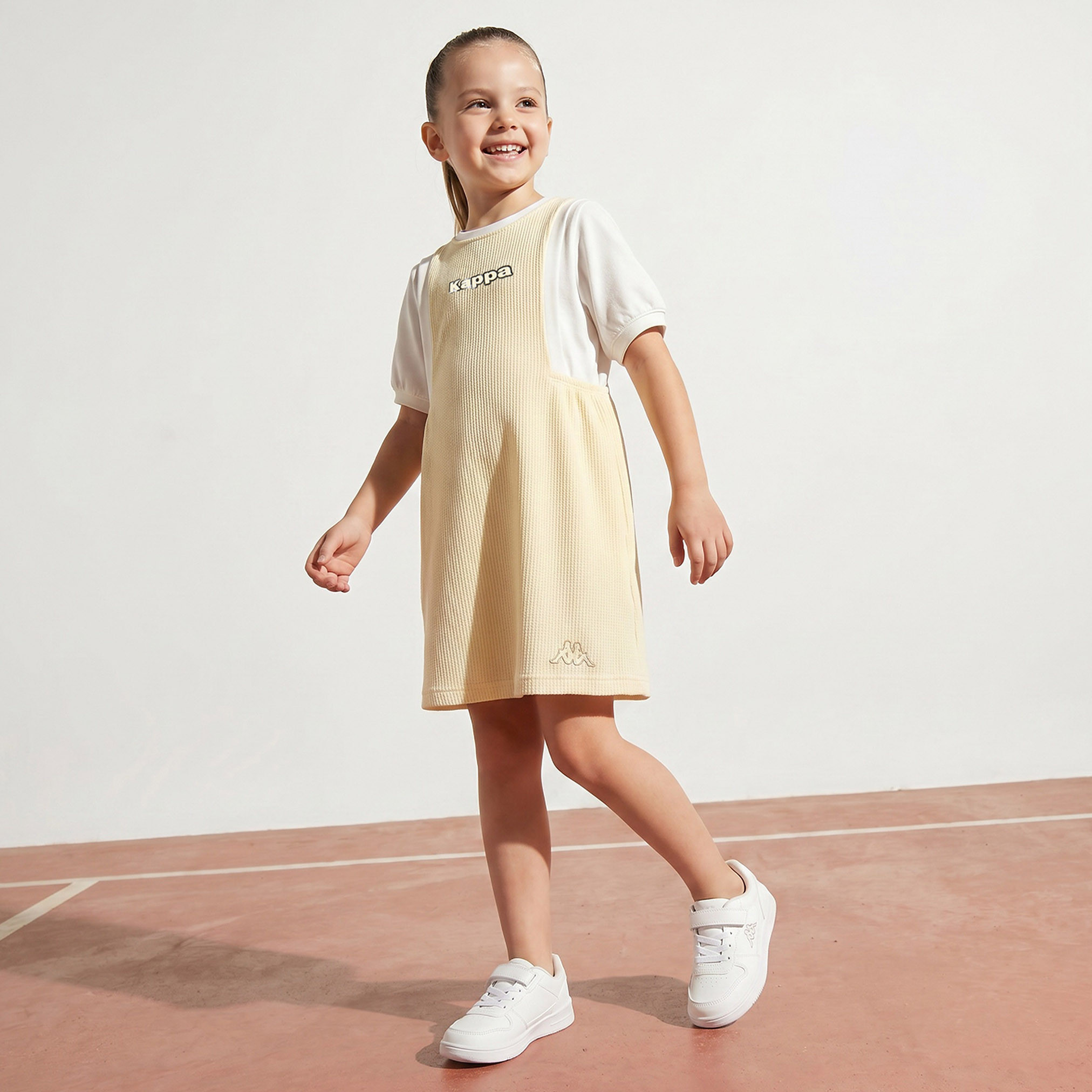Kappa Round Neck Short Sleeves Knee Length Pinafore with T-shirt-girls-clothing-dressesandjumpsuits-image-1