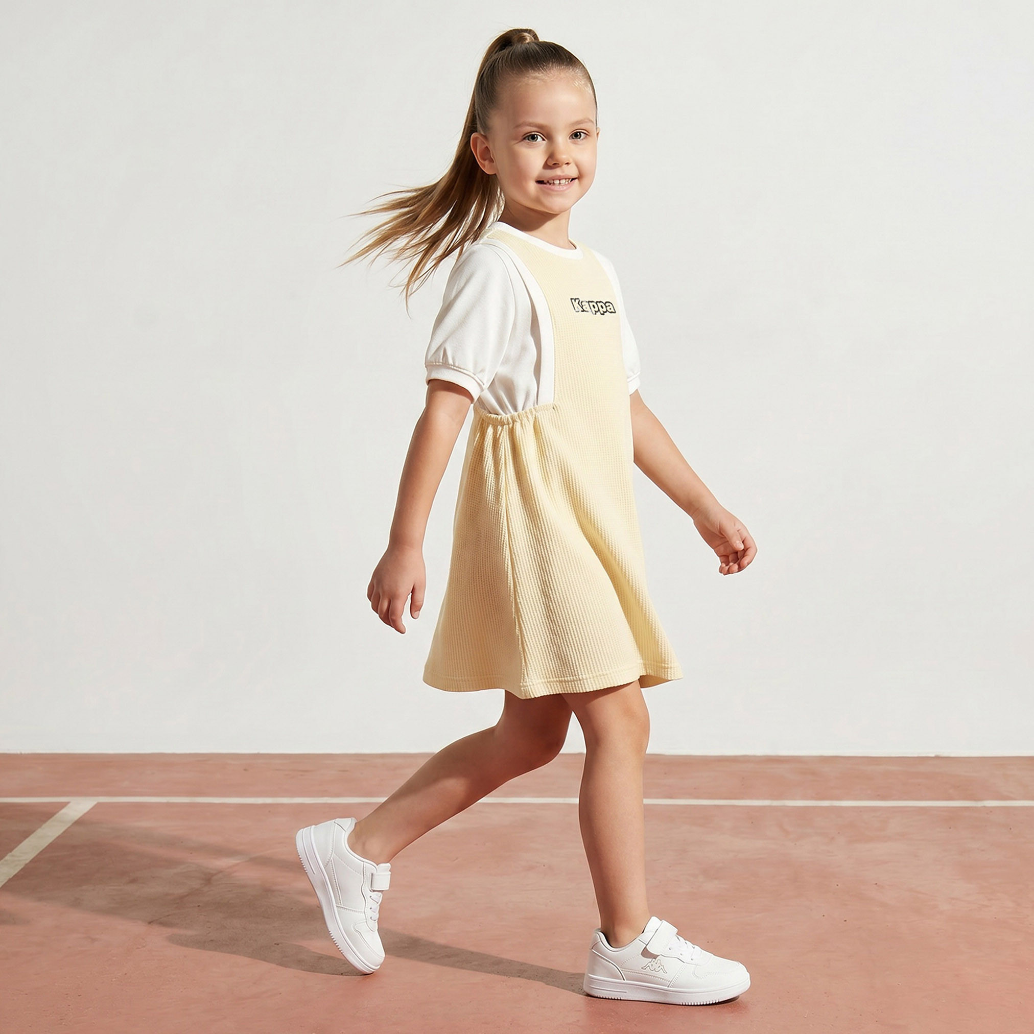 Kappa Round Neck Short Sleeves Knee Length Pinafore with T-shirt-girls-clothing-dressesandjumpsuits-image-4