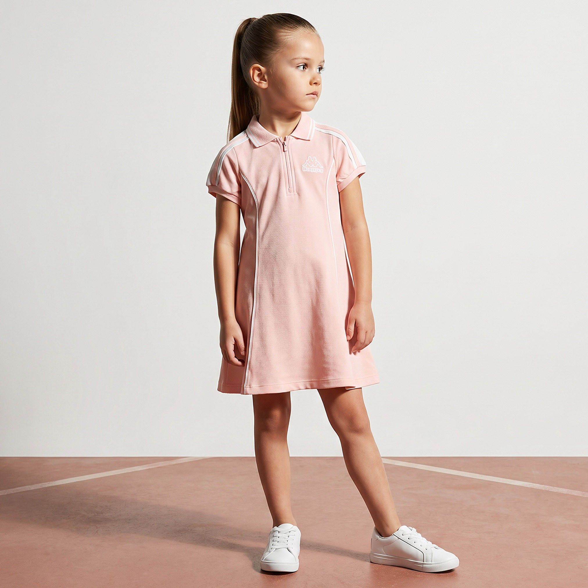 Kappa Collared Short Sleeves Knee Length Polo Dress with Panelled Design-girls-clothing-dressesandjumpsuits-image-1