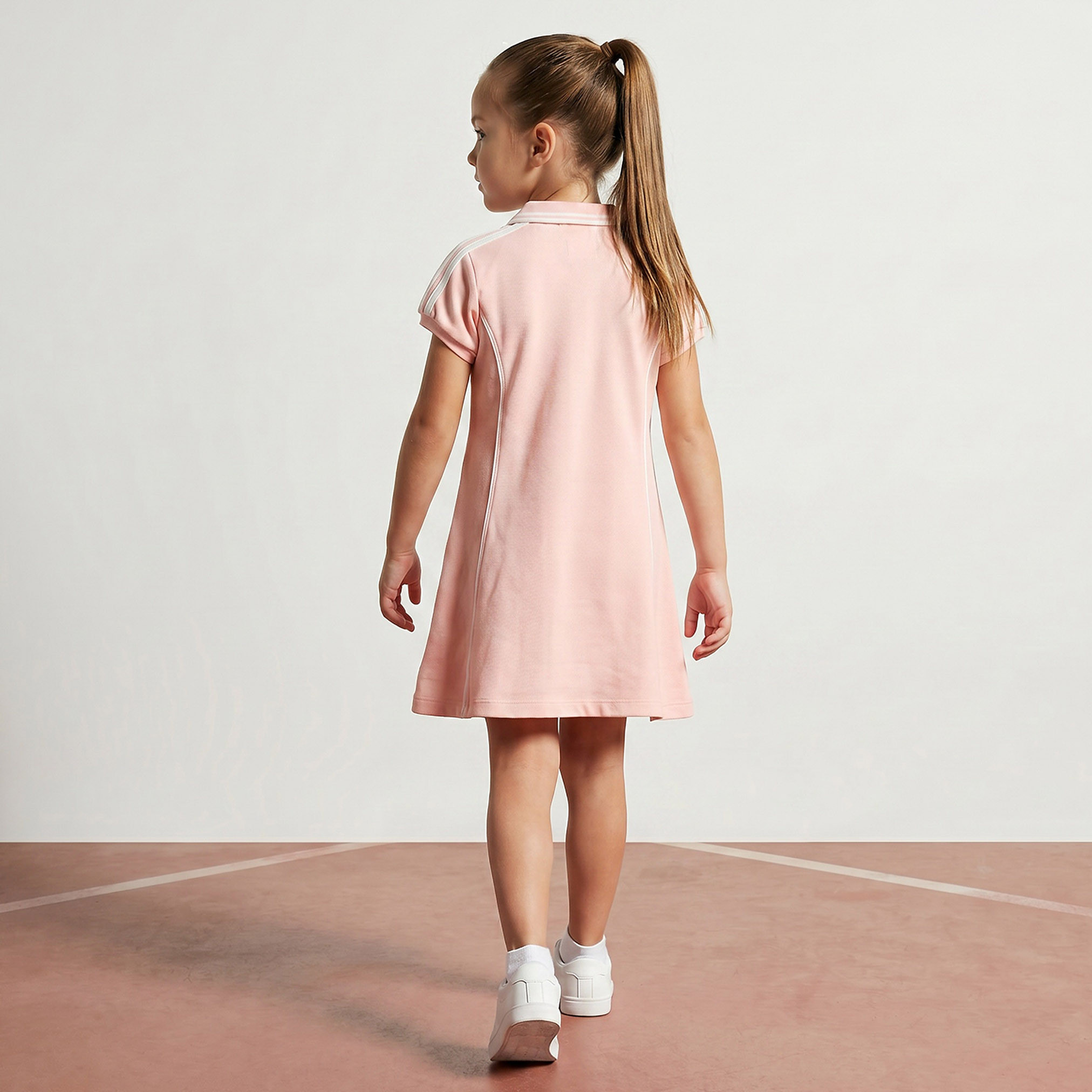 Kappa Collared Short Sleeves Knee Length Polo Dress with Panelled Design-girls-clothing-dressesandjumpsuits-image-2