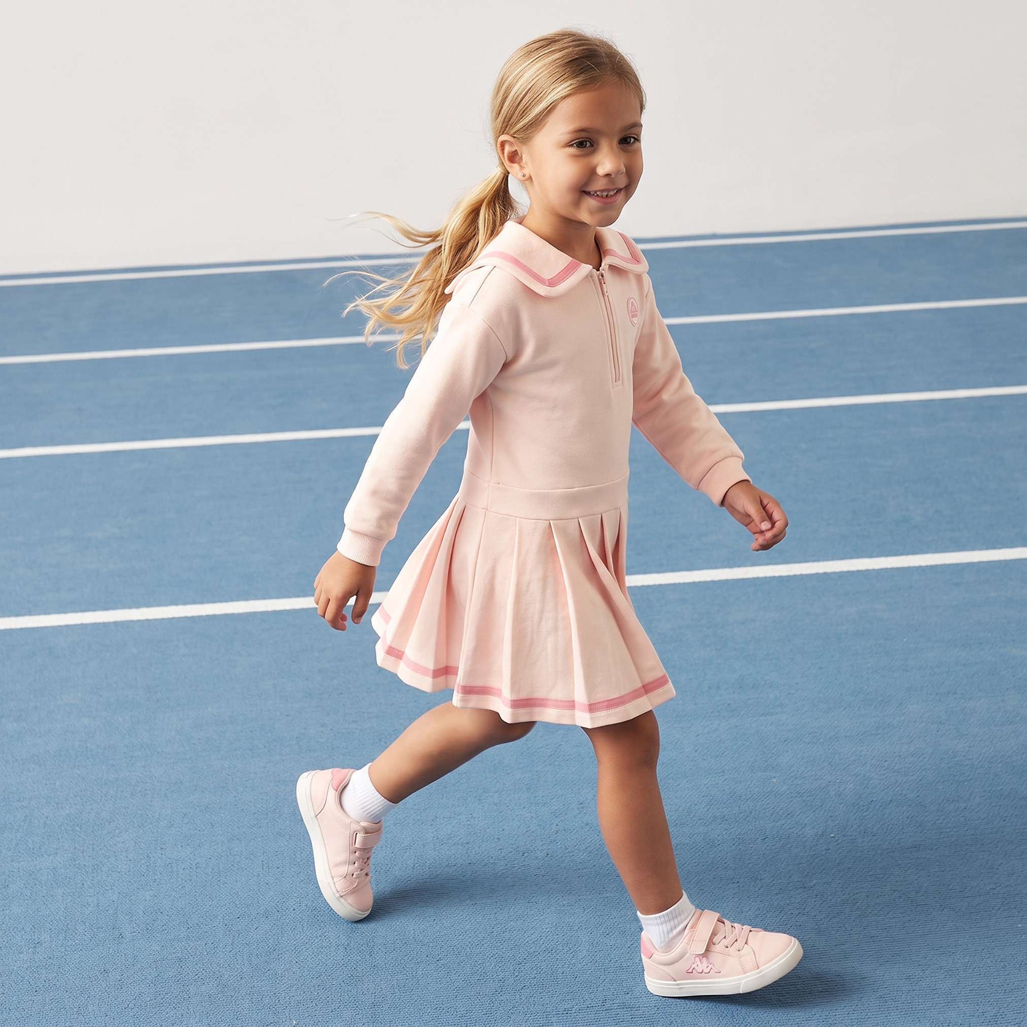 Kappa Collared Long Sleeves Knee Length Polo Dress with Pleat Detail-girls-clothing-dressesandjumpsuits-image-1