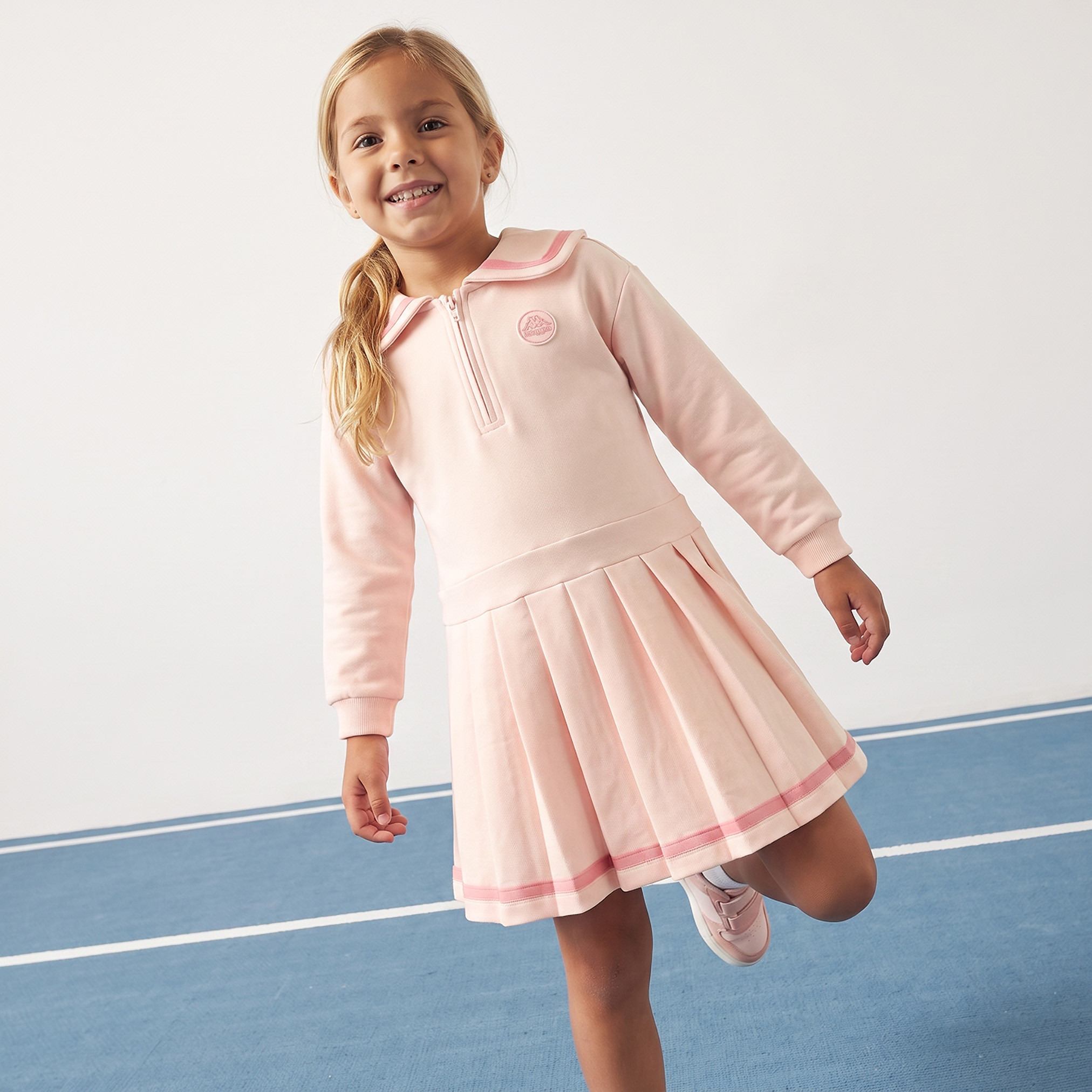 Kappa Collared Long Sleeves Knee Length Polo Dress with Pleat Detail-girls-clothing-dressesandjumpsuits-image-5