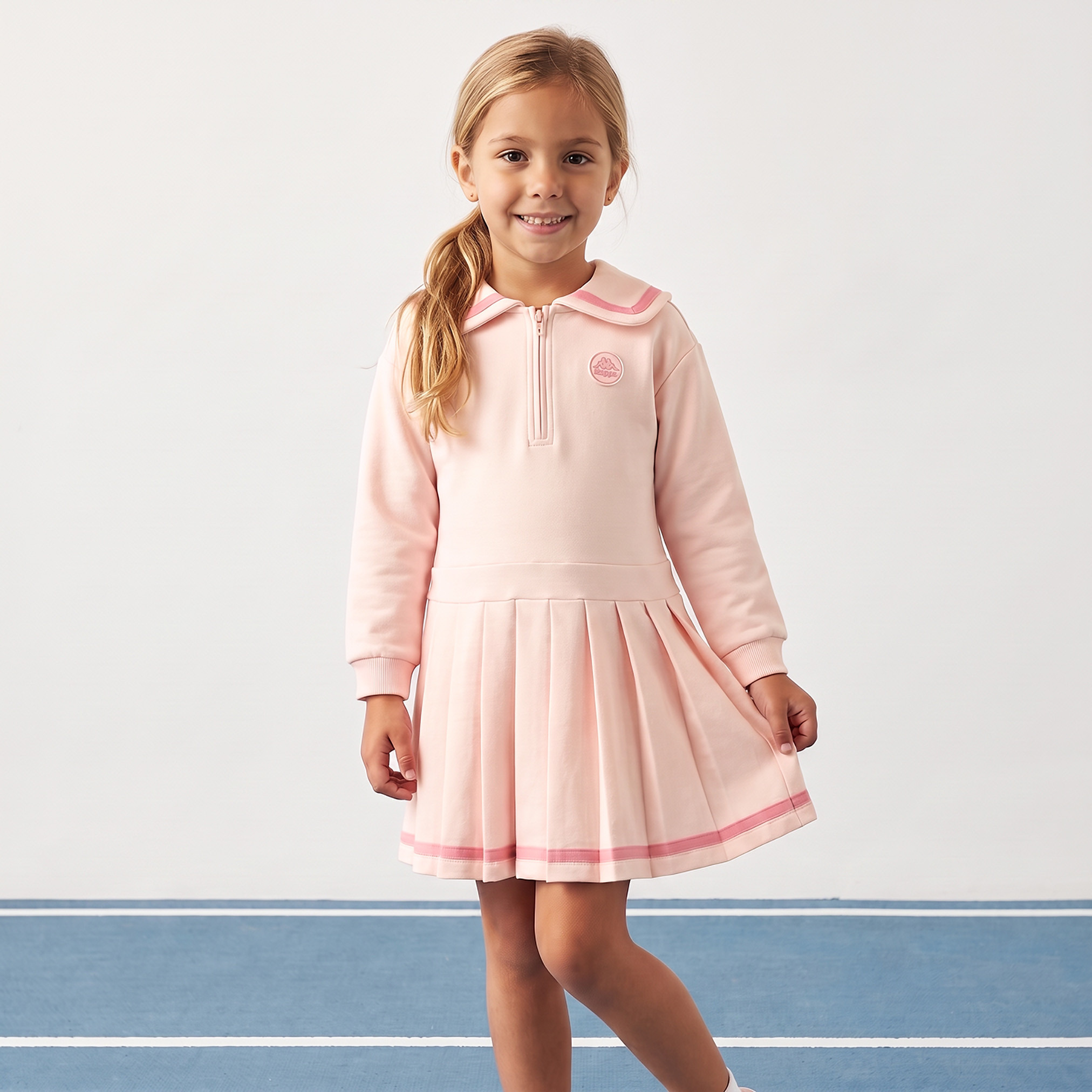 Kappa Collared Long Sleeves Knee Length Polo Dress with Pleat Detail-girls-clothing-dressesandjumpsuits-image-6