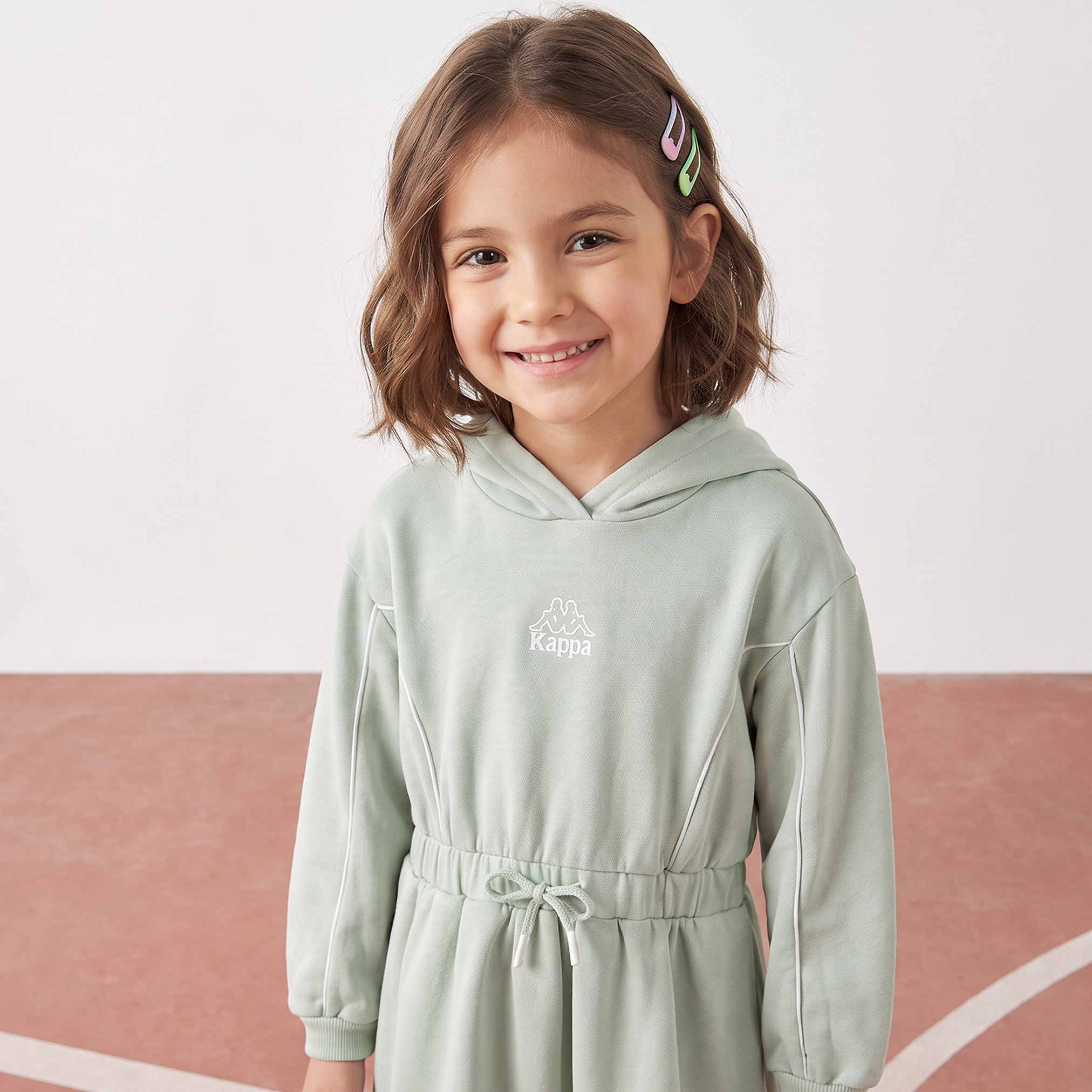 Kappa Hooded Neck Long Sleeves Knee Length Dress with Drawstring Waist-girls-clothing-dressesandjumpsuits-image-3