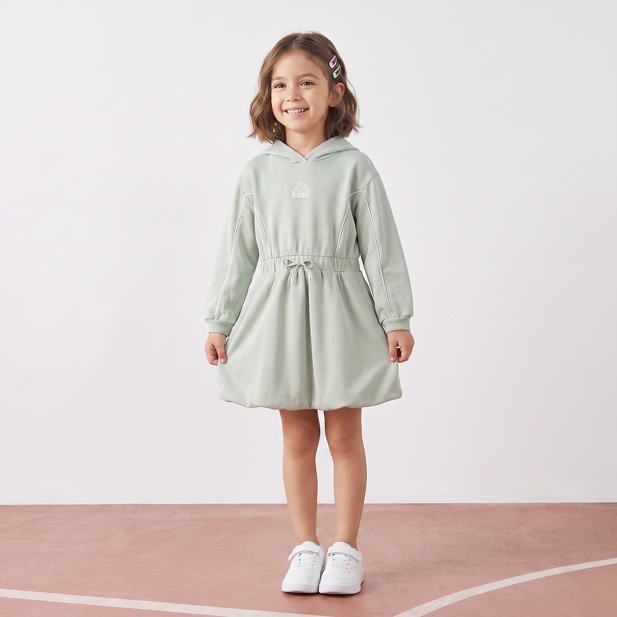 Kappa Hooded Neck Long Sleeves Knee Length Dress with Drawstring Waist-girls-clothing-dressesandjumpsuits-image-4