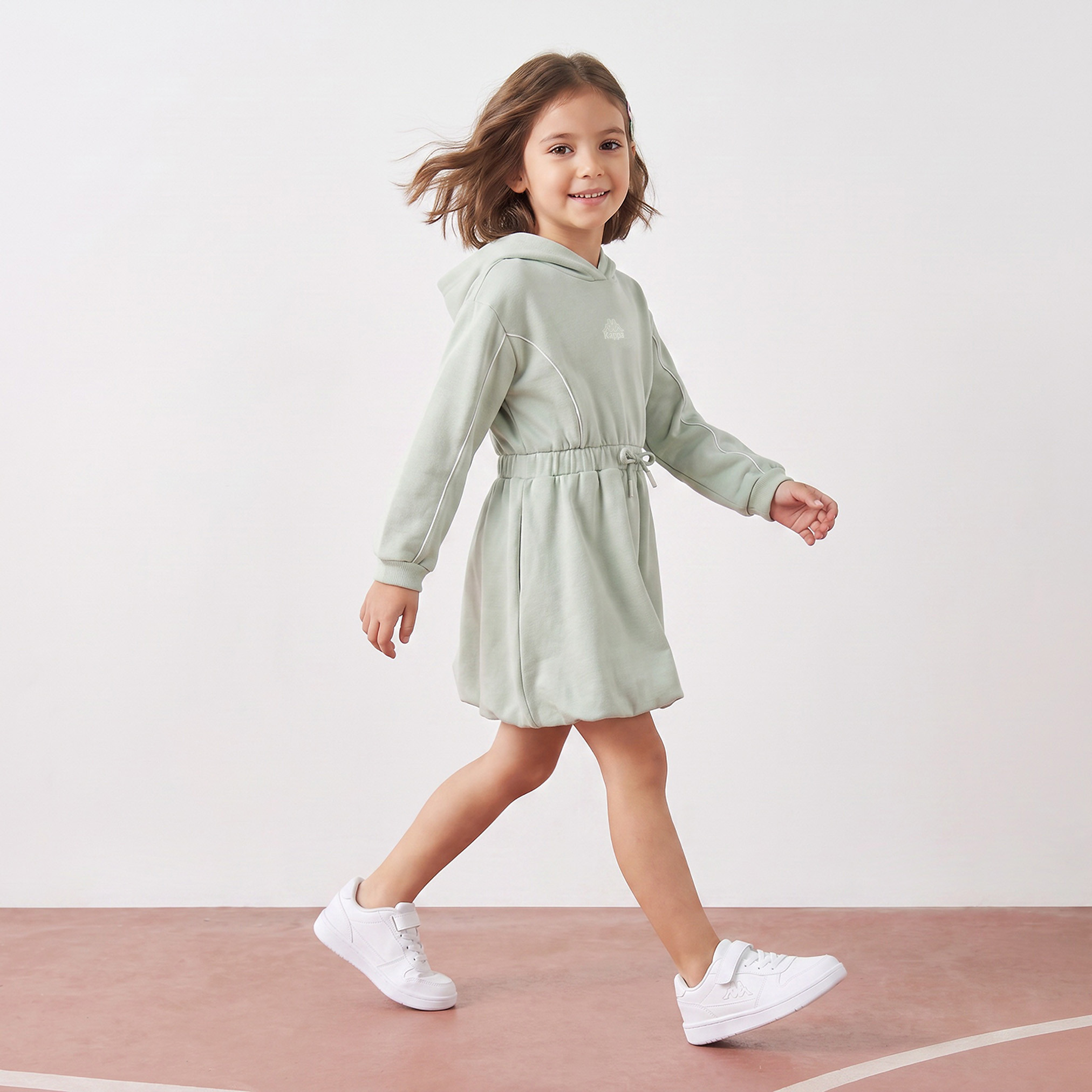 Kappa Hooded Neck Long Sleeves Knee Length Dress with Drawstring Waist-girls-clothing-dressesandjumpsuits-image-5