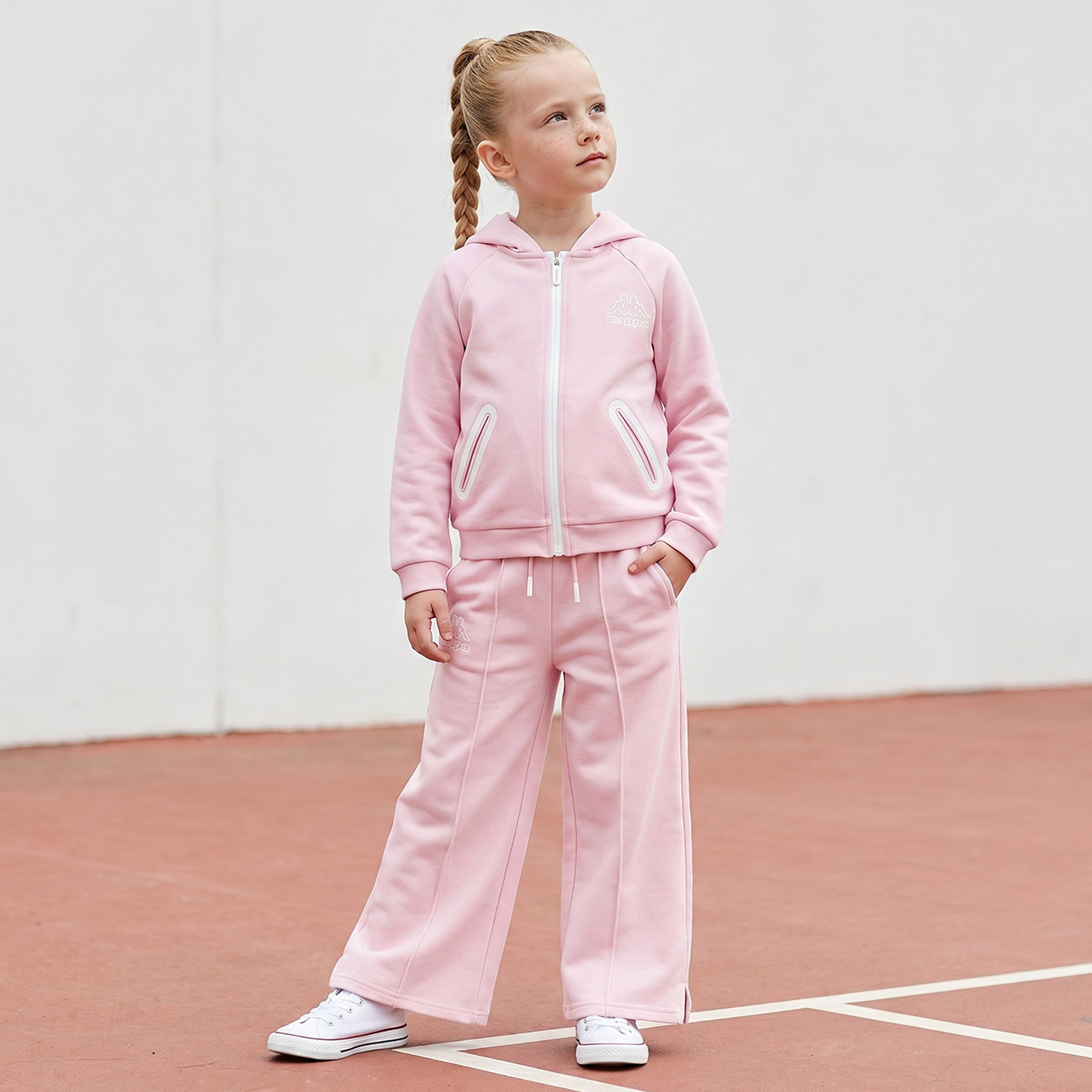 Kappa Hooded Long Sleeves Sweatshirt and Track Pants Set with Panelled Design-baby-girls-clothing-setsandcoords-image-1