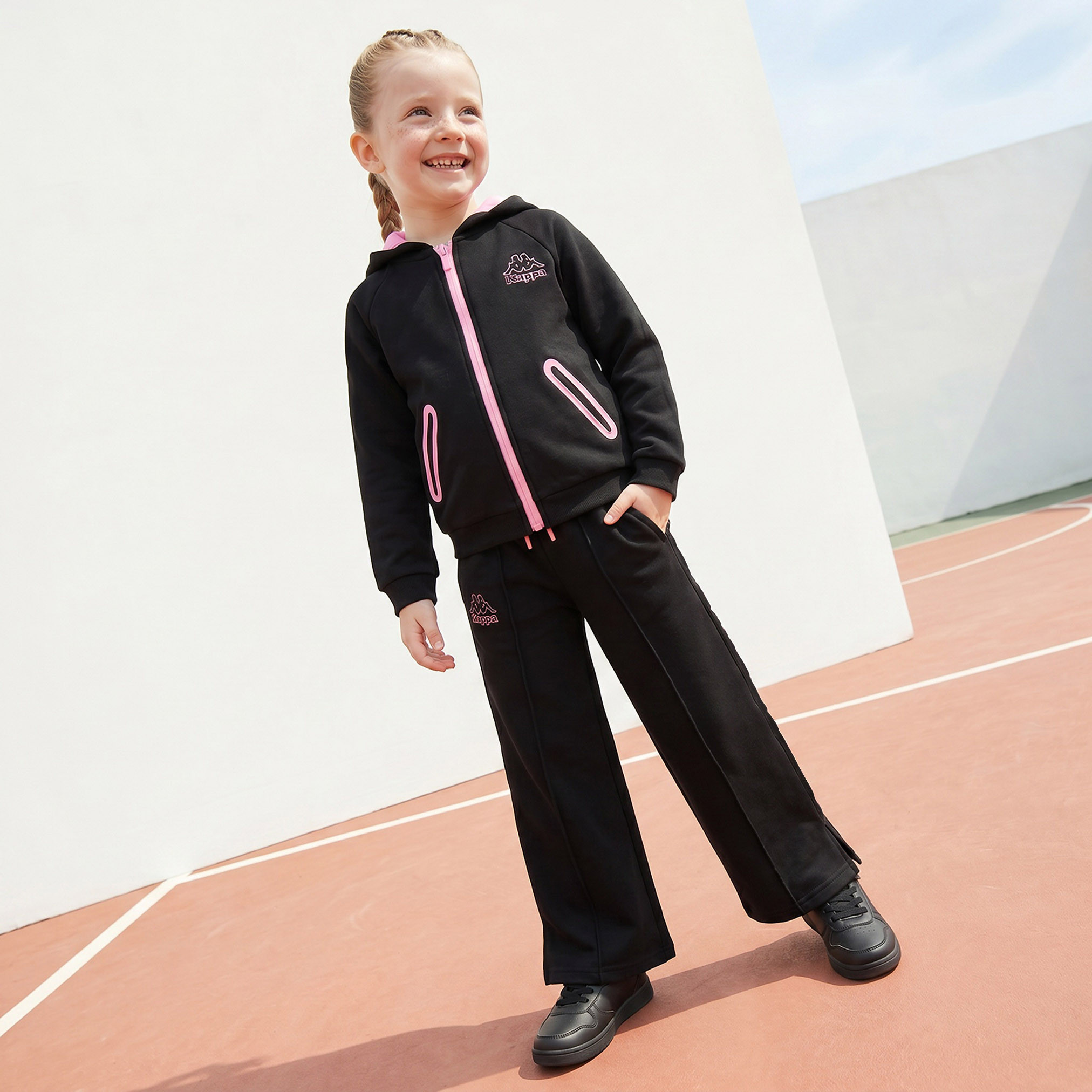 Kappa Hooded Long Sleeves Sweatshirt and Track Pants Set with Logo Print-baby-girls-clothing-setsandcoords-image-1