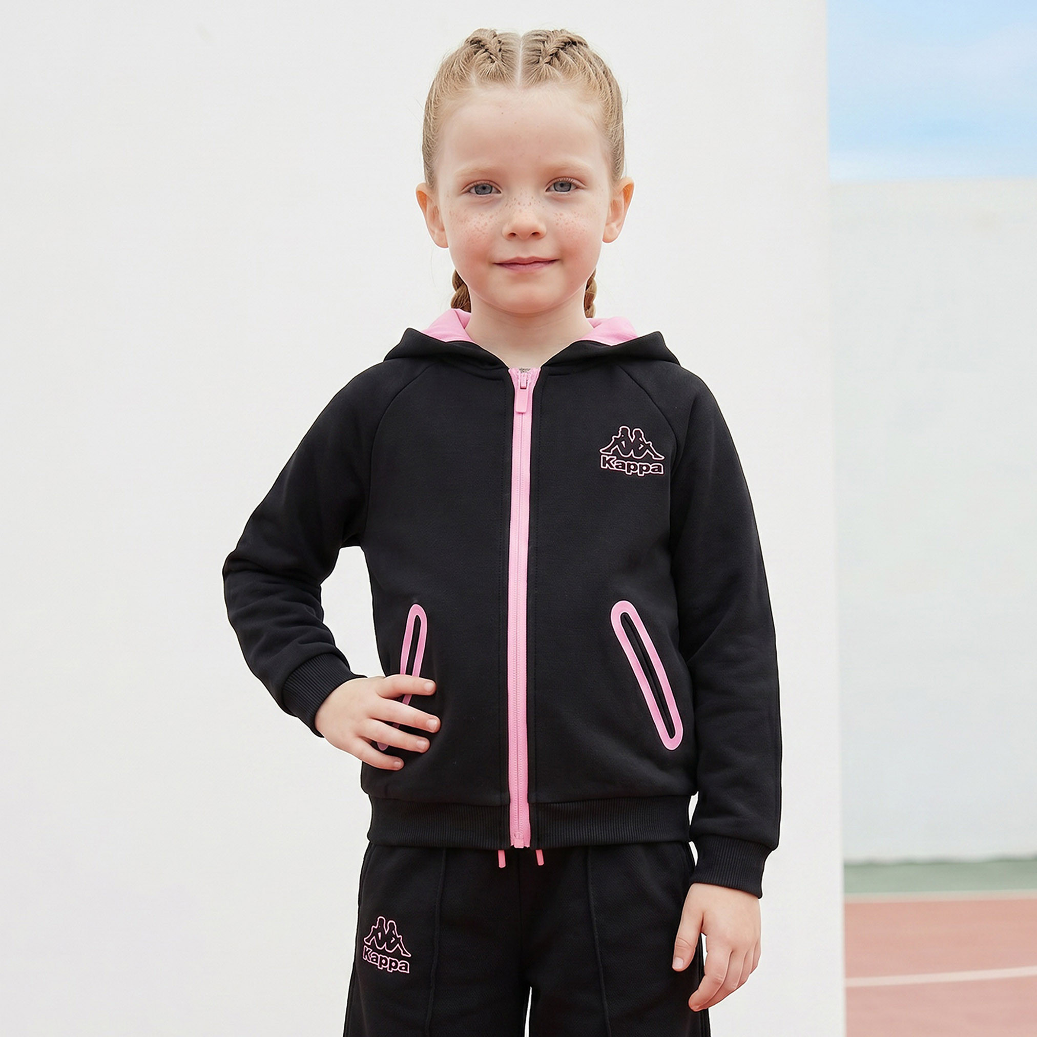 Kappa Hooded Long Sleeves Sweatshirt and Track Pants Set with Logo Print-baby-girls-clothing-setsandcoords-image-2