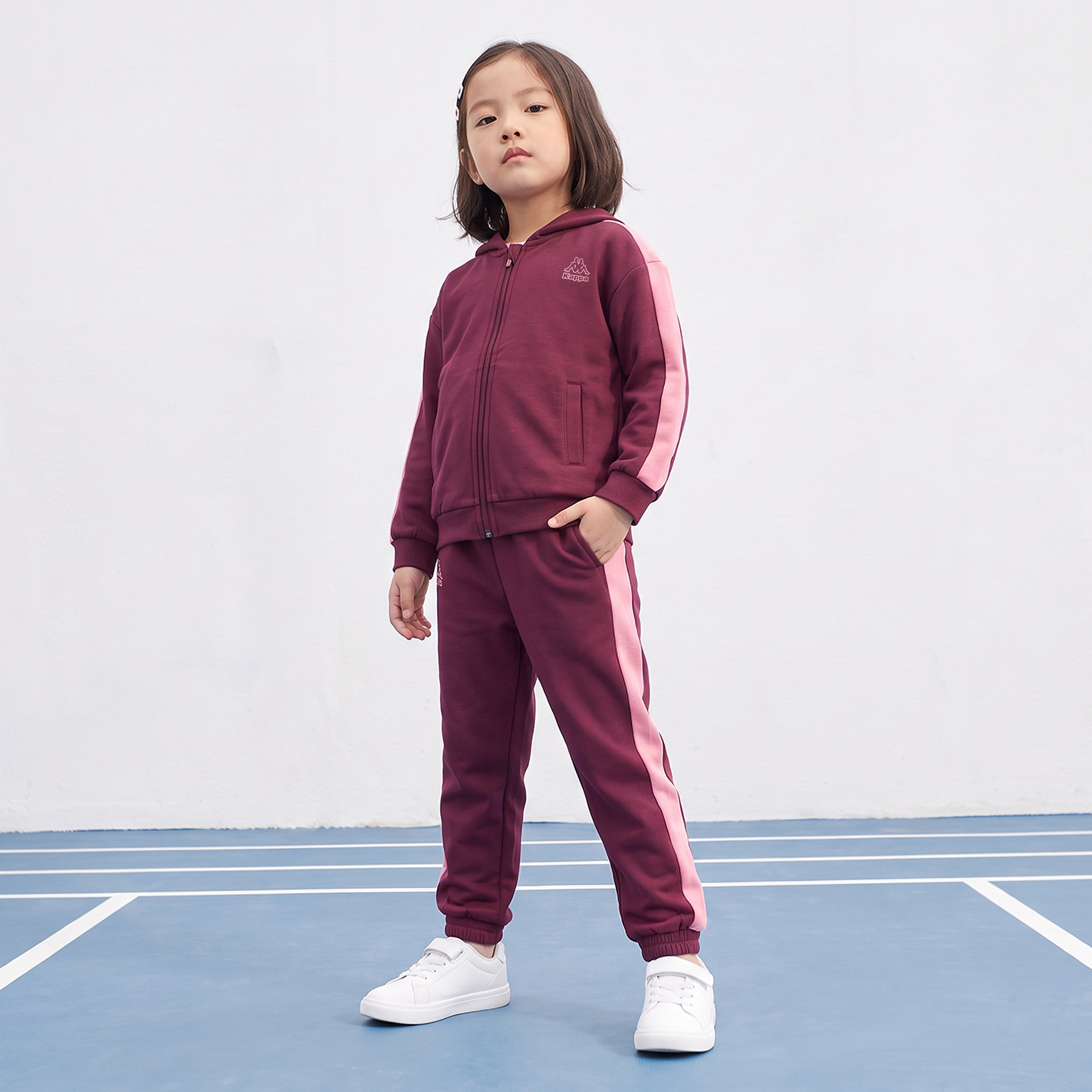 Kappa Hooded Long Sleeves Sweatshirt and Joggers Set with Stripes-baby-girls-clothing-setsandcoords-image-1
